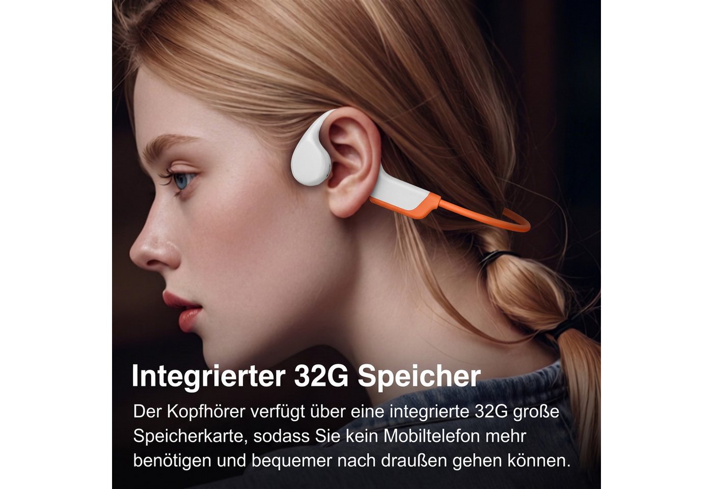 Vashoy X7S knochenschall kopfhörer,IPX8 wasserdicht,fürs schwimmen Bluetooth-Kopfhörer (Ladezubehör, MP3‑Modus mit 32 GB Speicher, Bluetooth, magnetisches Laden – Bild 3 von 5