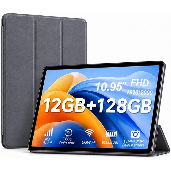 VASOUN TAB15 Tablet 11 Zoll,128 GB,8000 mAh Akku mit 18W Schnellladung Tablet (11 Zoll Tablet", Android-Betriebssystem, (5G WiFi,4G LTE,13MP,FHD Display,zwei La