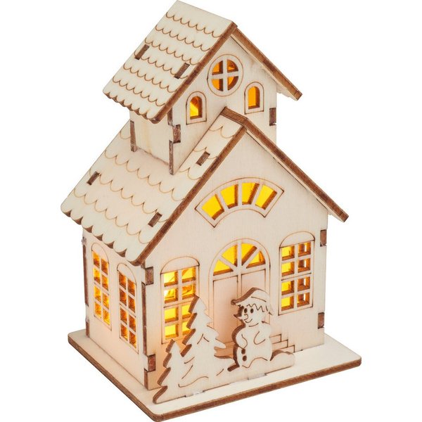 VBS Dekoobjekt Haus mit Turm und Schneemann, 15 Teile