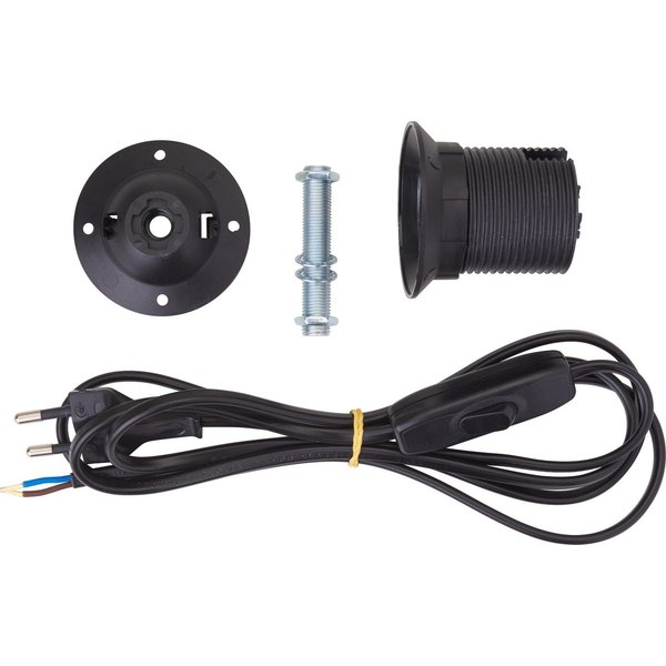 VBS Lampenfassung Lampenfassung mit Stecker Anschlusskabel E27, inkl. Gewinde
