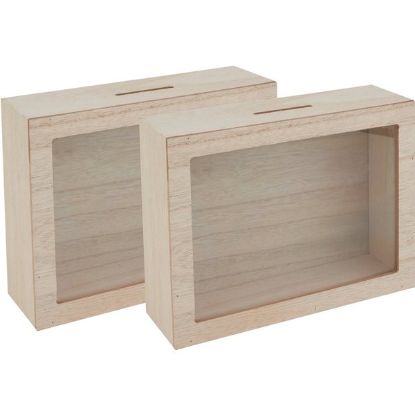 VBS Spardose Spardose, mit Sichtfenster 20 cm x 15 cm x 6 cm 2er-Pack