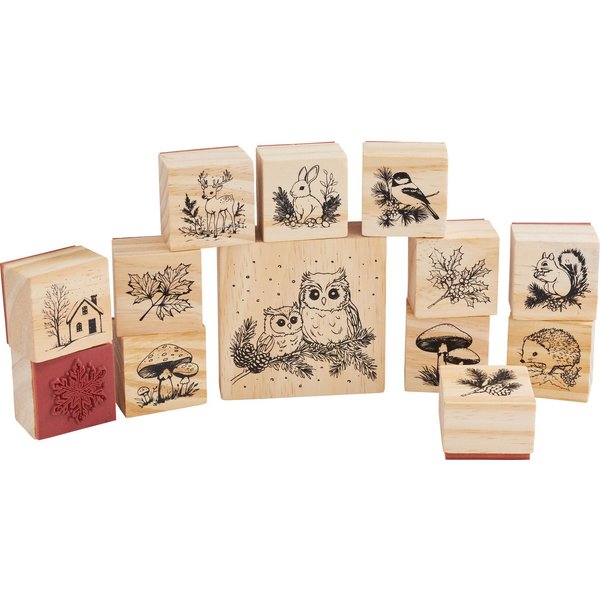 VBS Stempel Holzstempel-Set "Winterzeit", 13 Stück