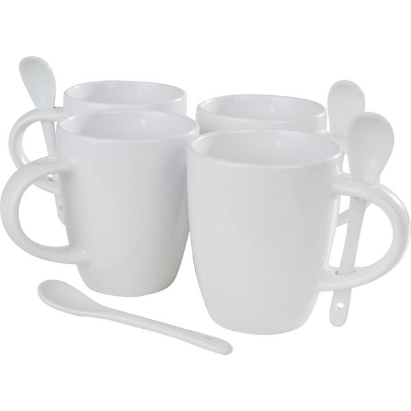 VBS Tasse ignore, Porzellan, mit Löffel ca. 300ml 4er-Pack