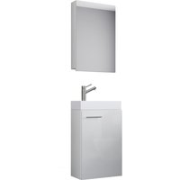VCM Badmöbel-Set Slito 3er Set B. 41 x T. 22 x H. 130 cm, (Komplett-Set, 3-St., 1x Unterschrank 1x Waschbecken 1x Spiegelschrank), Kompakter Waschplatz mit Stau