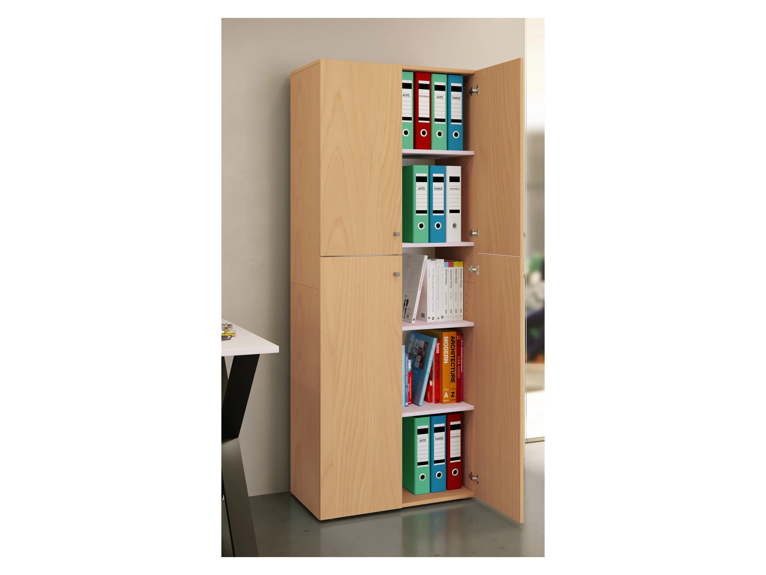 VCM Büroschrank L, Buche, XXL, mit Drehtüren – Bild 3 von 3