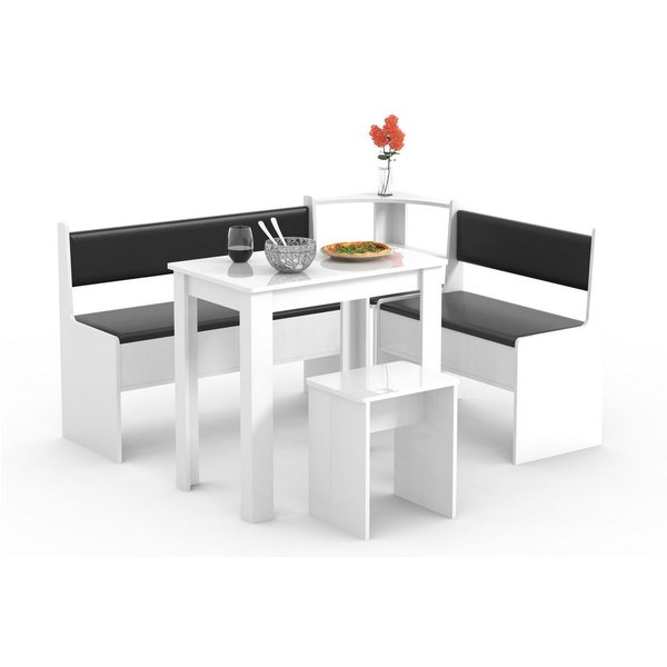 VCM Essgruppe Esal B. 153 x T. 123 x H. 80 cm, (Set, 5-tlg., 1x Esstisch 1x Hocker 2x Sitzbank)