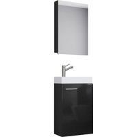 VCM Gäste-Wasch, Schwarz, mit Spiegelschrank