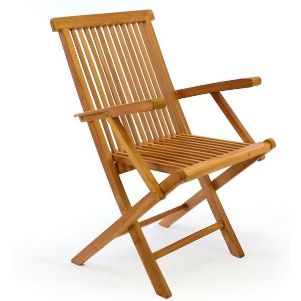 VCM Gartenstuhl Balkonstuhl Nosala (1 St), mit Armlehne, Teak Holz, klappbar, massiv, behandelt, Hochlehner