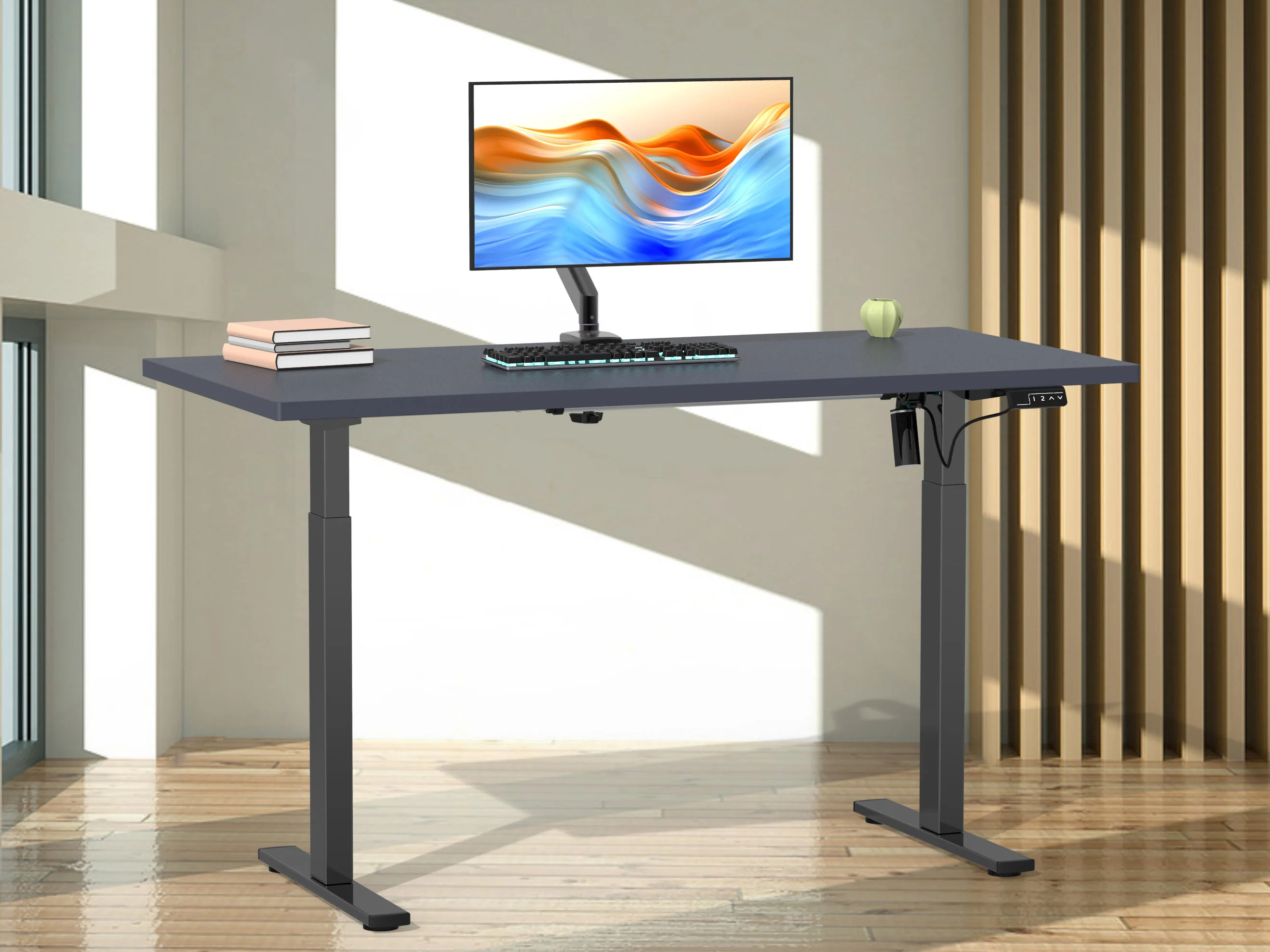 VCM Schreibtisch E-Lona (anthrazit/schwarz, 110 x 50 cm) – Bild 2 von 4