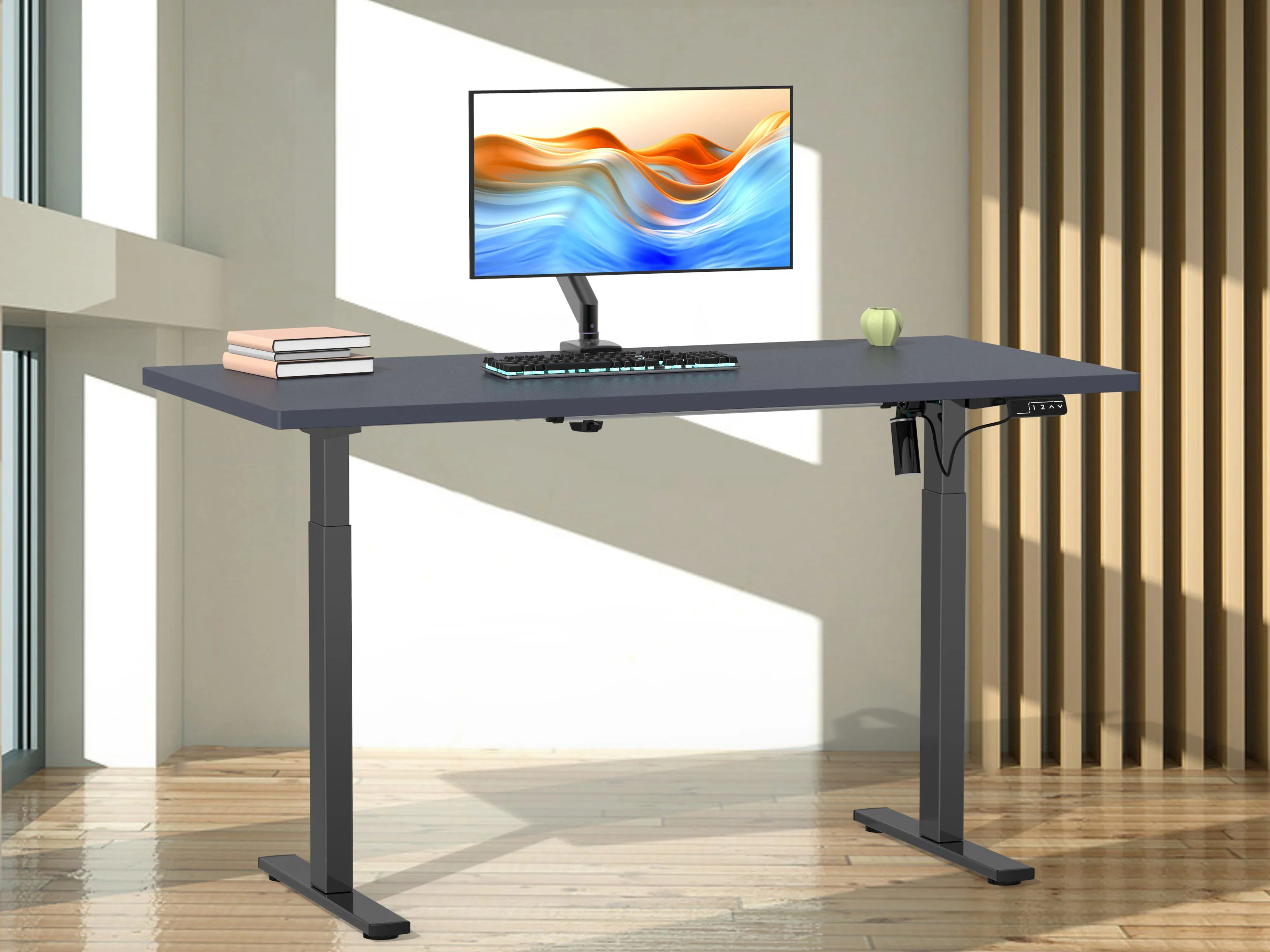 VCM Schreibtisch E-Lona (anthrazit/schwarz, 110 x 80 cm) – Bild 2 von 4