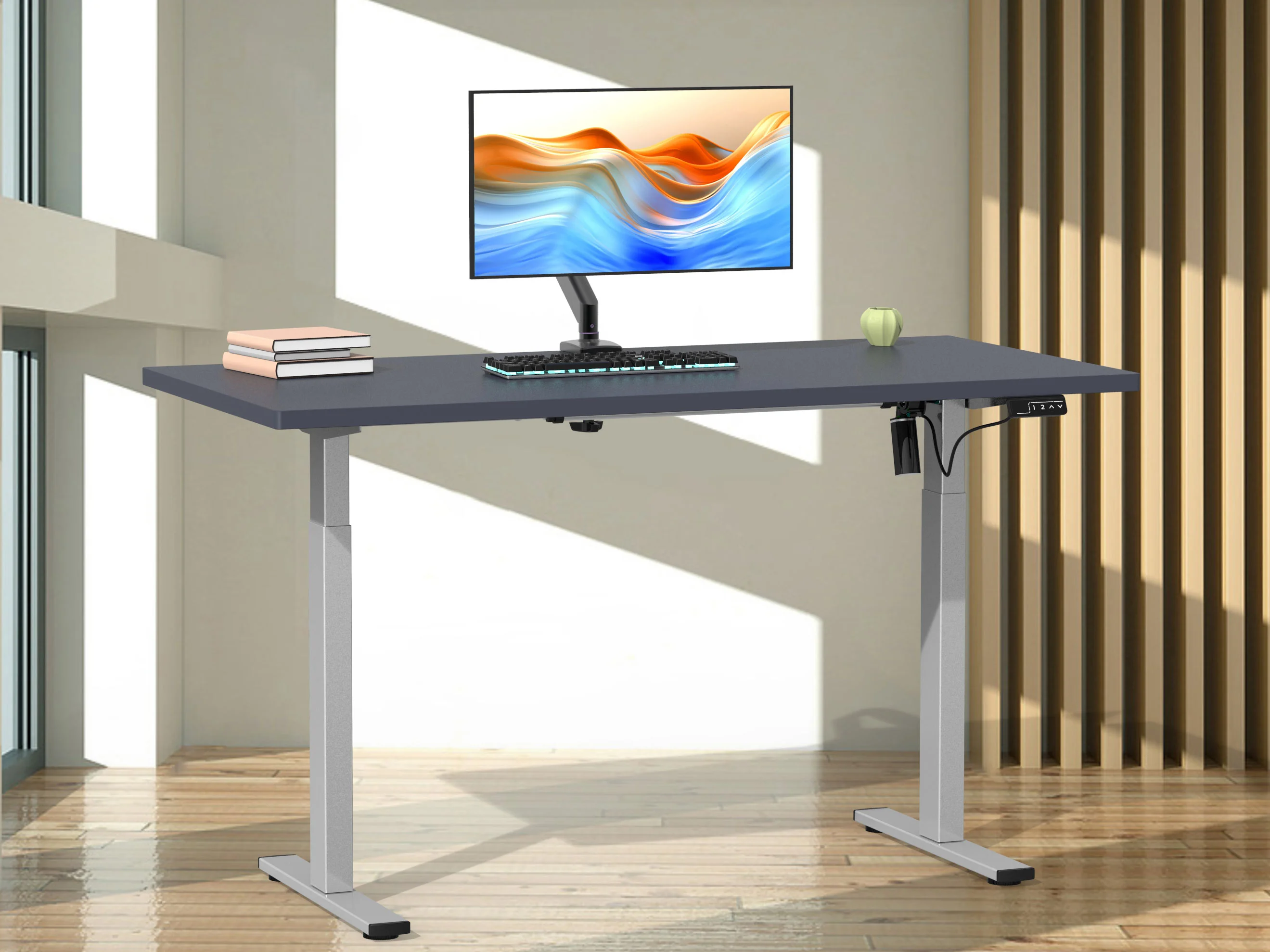 VCM Schreibtisch E-Lona (anthrazit/silber, 110 x 80 cm) – Bild 2 von 4