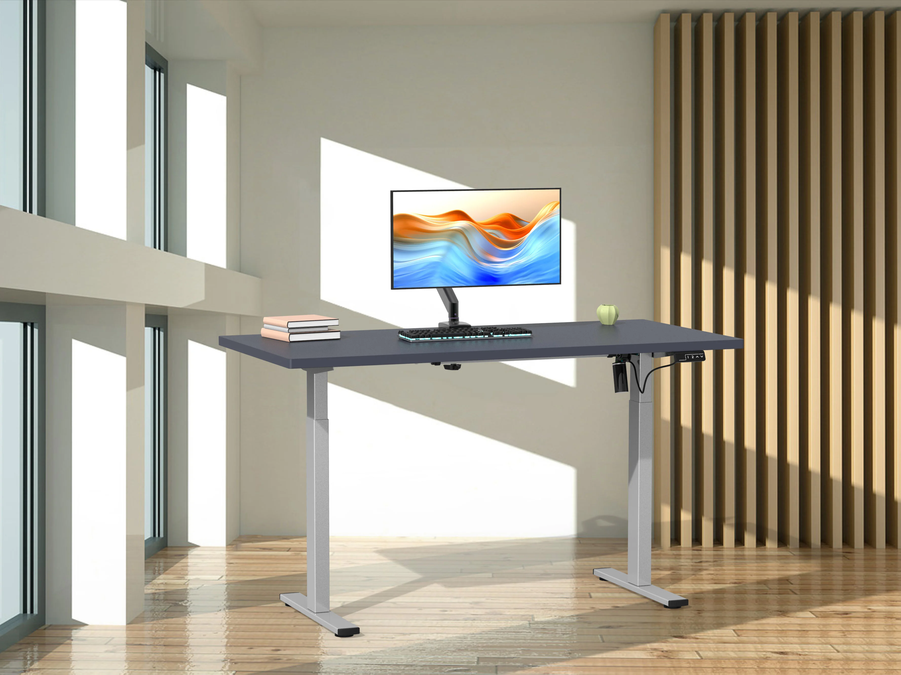 VCM Schreibtisch E-Lona (anthrazit/silber, 110 x 80 cm) – Bild 4 von 4