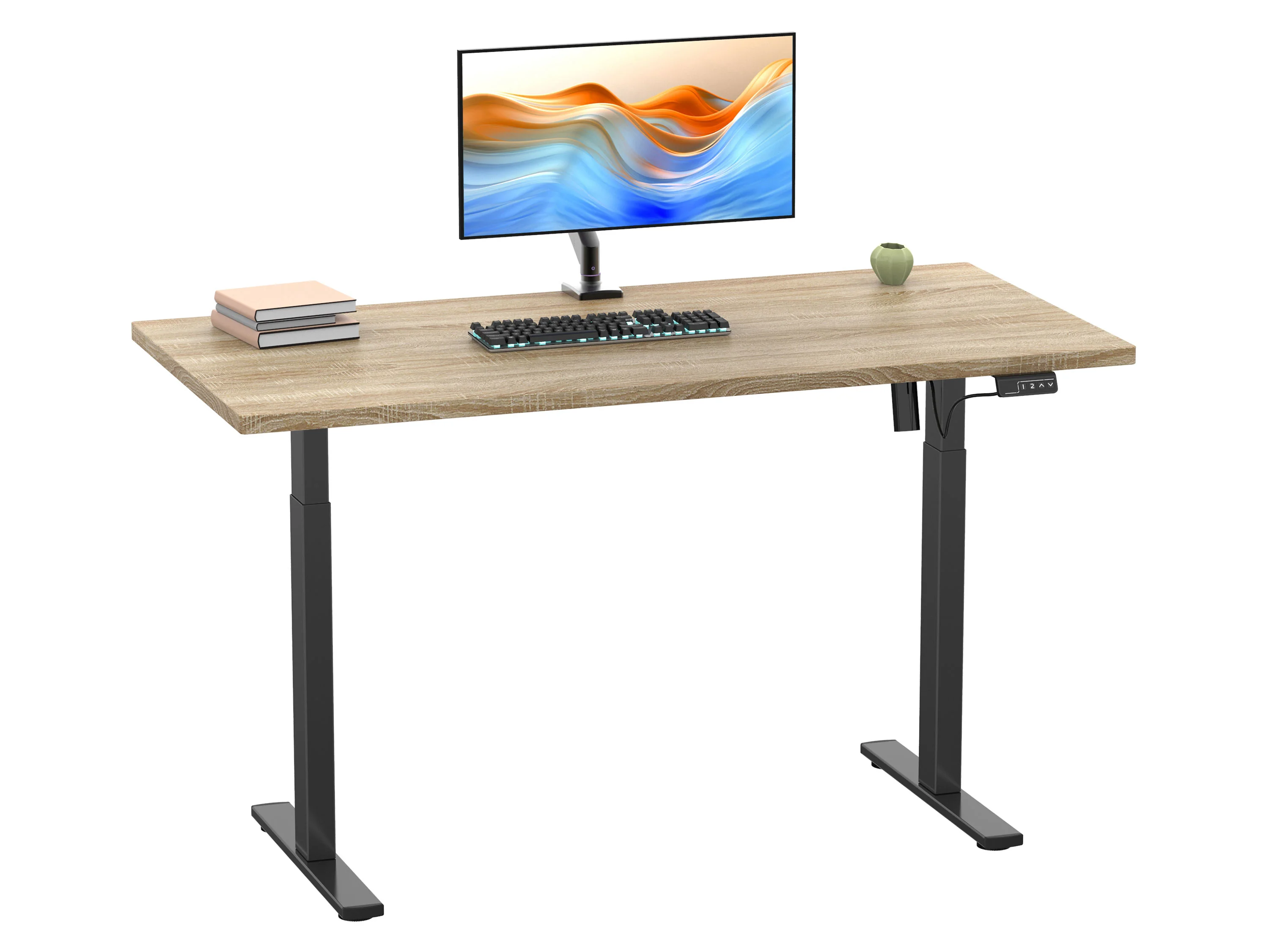 VCM Schreibtisch E-Lona (Sonoma-Eiche/schwarz, 140 x 50 cm) – Bild 3 von 4