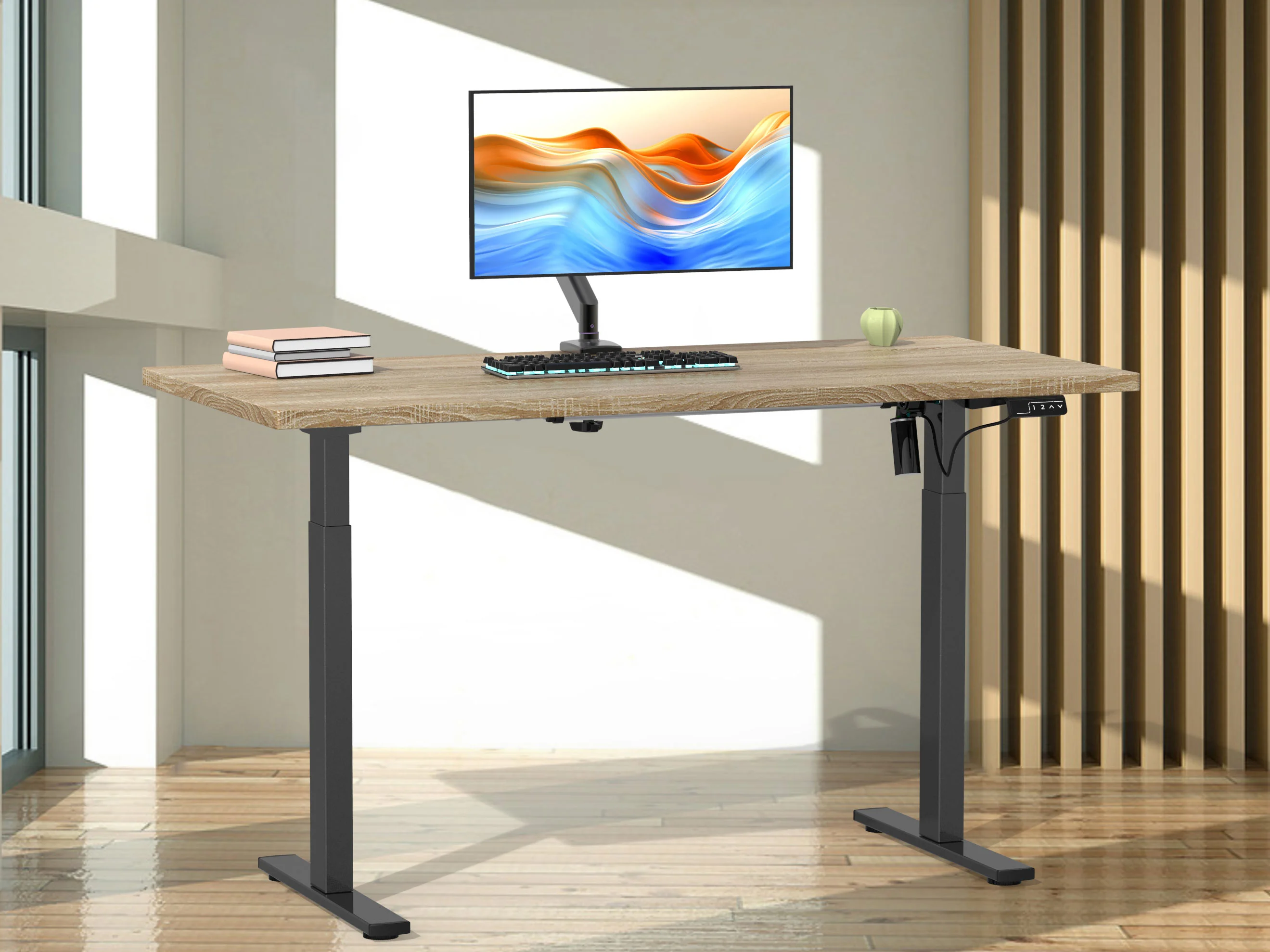 VCM Schreibtisch E-Lona (Sonoma-Eiche/schwarz, 110 x 50 cm) – Bild 2 von 4