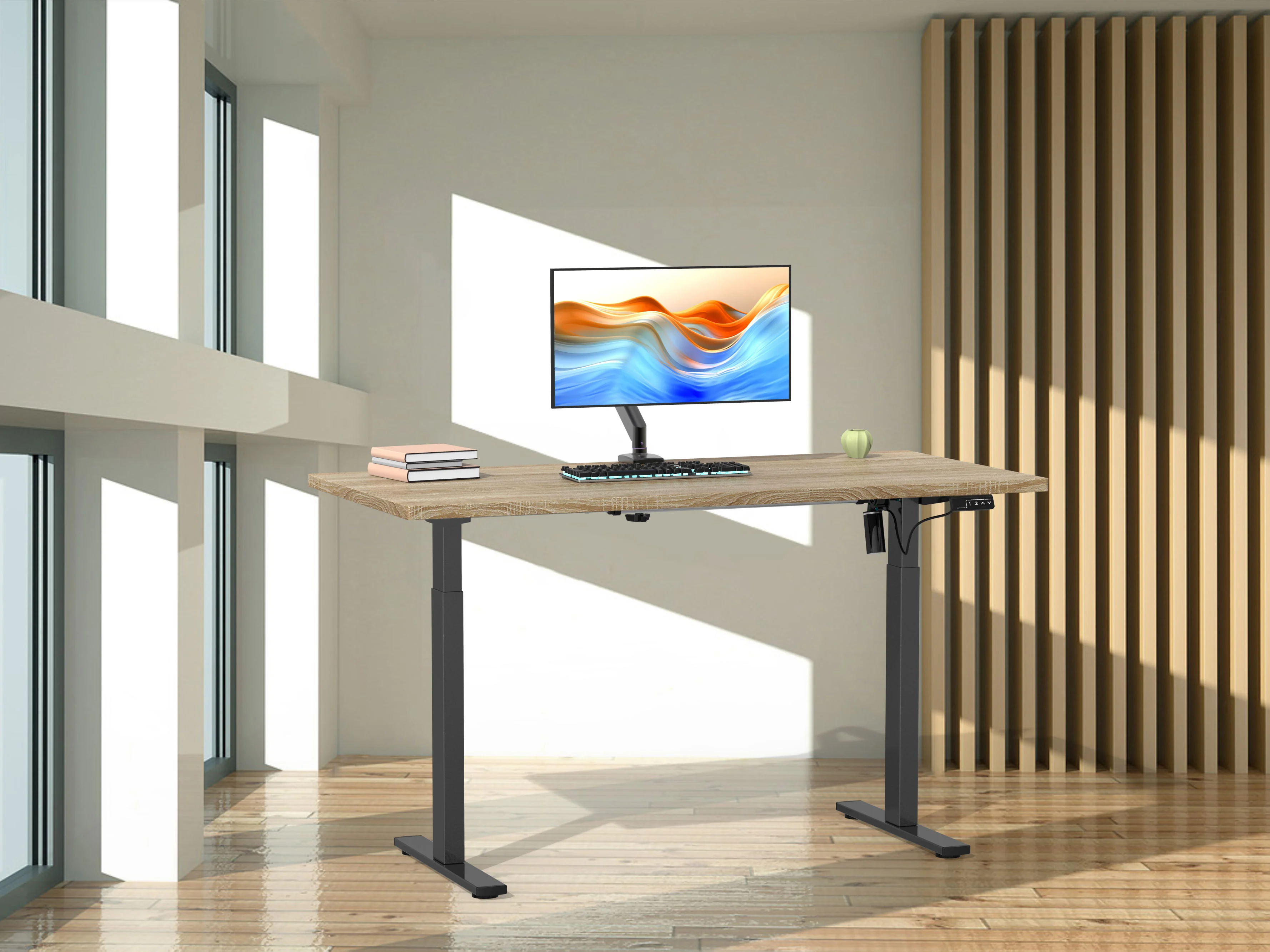 VCM Schreibtisch E-Lona (Sonoma-Eiche/schwarz, 140 x 80 cm) – Bild 4 von 4