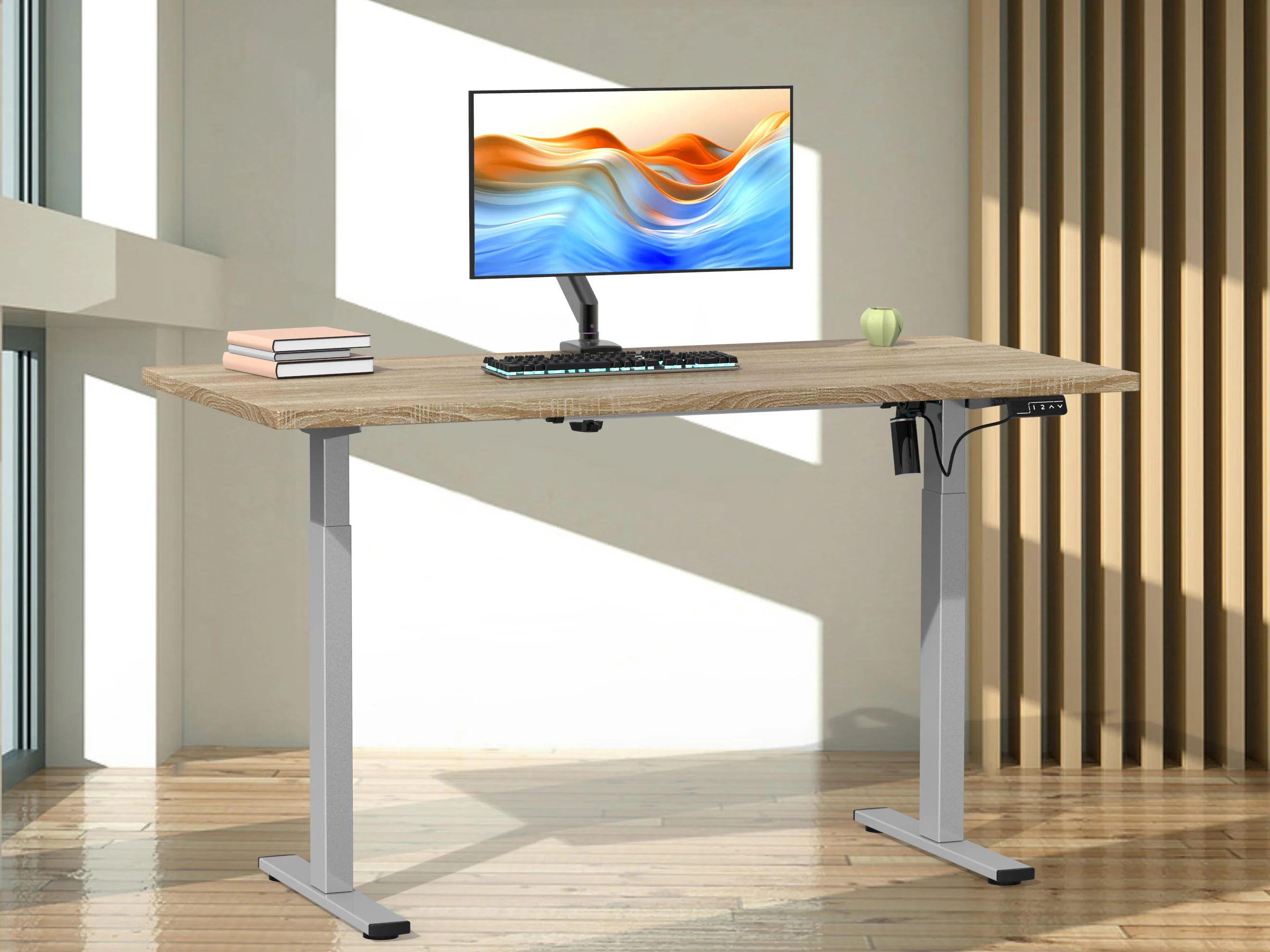 VCM Schreibtisch E-Lona (Sonoma-Eiche/Silber, 140 x 80 cm) – Bild 2 von 4