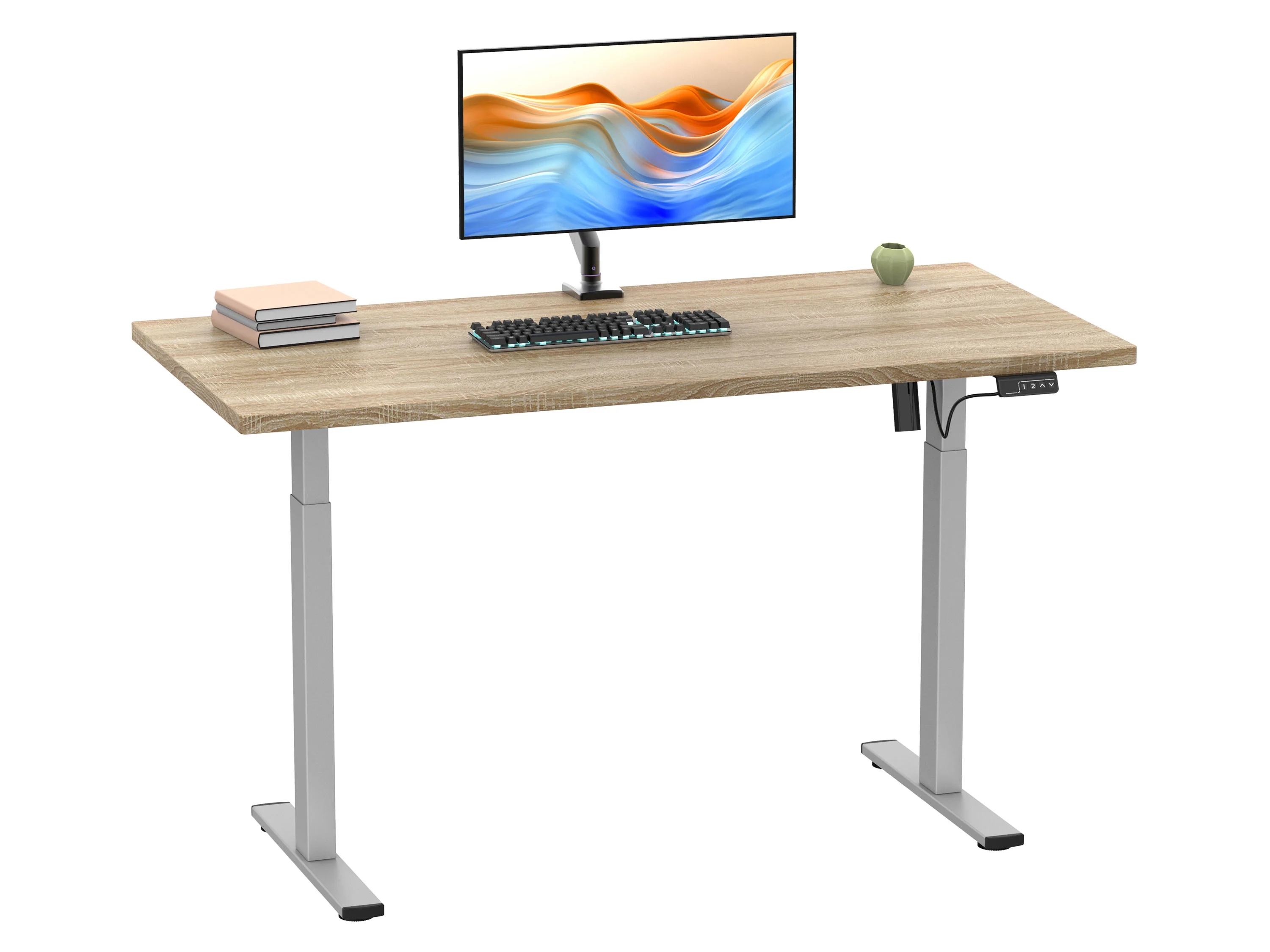 VCM Schreibtisch E-Lona (Sonoma-Eiche/Silber, 140 x 80 cm) – Bild 3 von 4