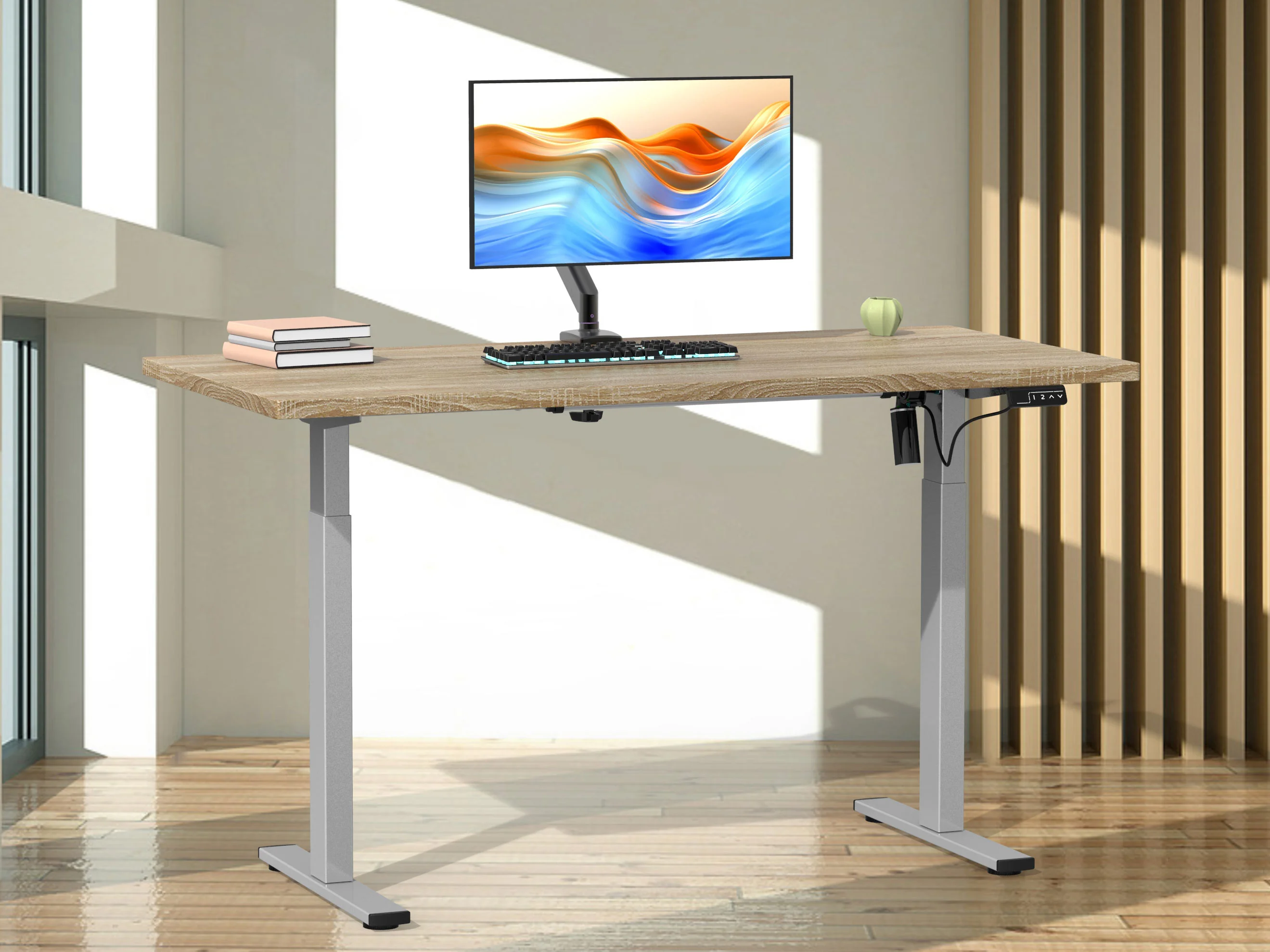 VCM Schreibtisch E-Lona (Sonoma-Eiche/Silber, 140 x 50 cm) – Bild 2 von 4