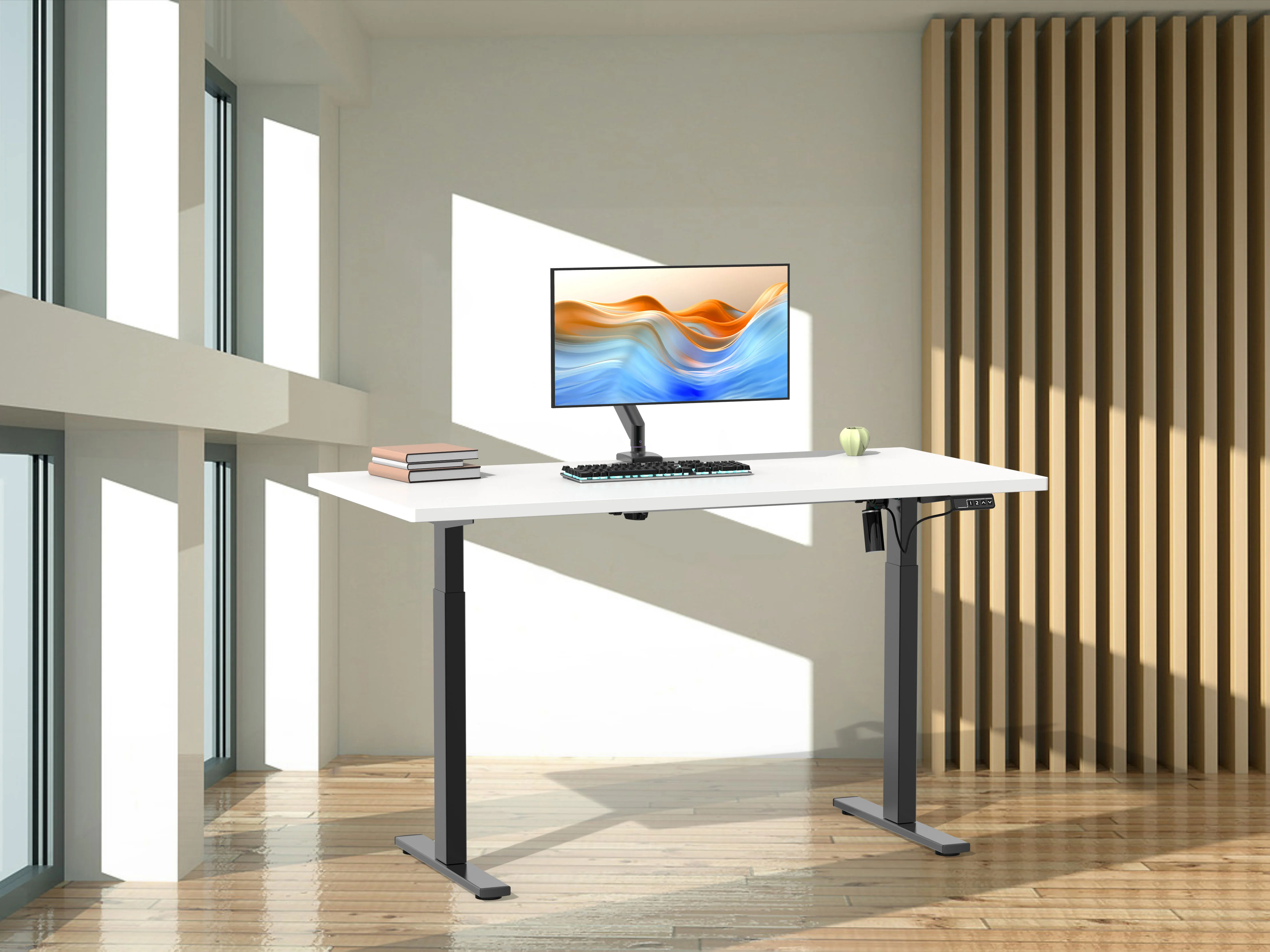 VCM Schreibtisch E-Lona (Weiß/schwarz, 110 x 50 cm) – Bild 4 von 4