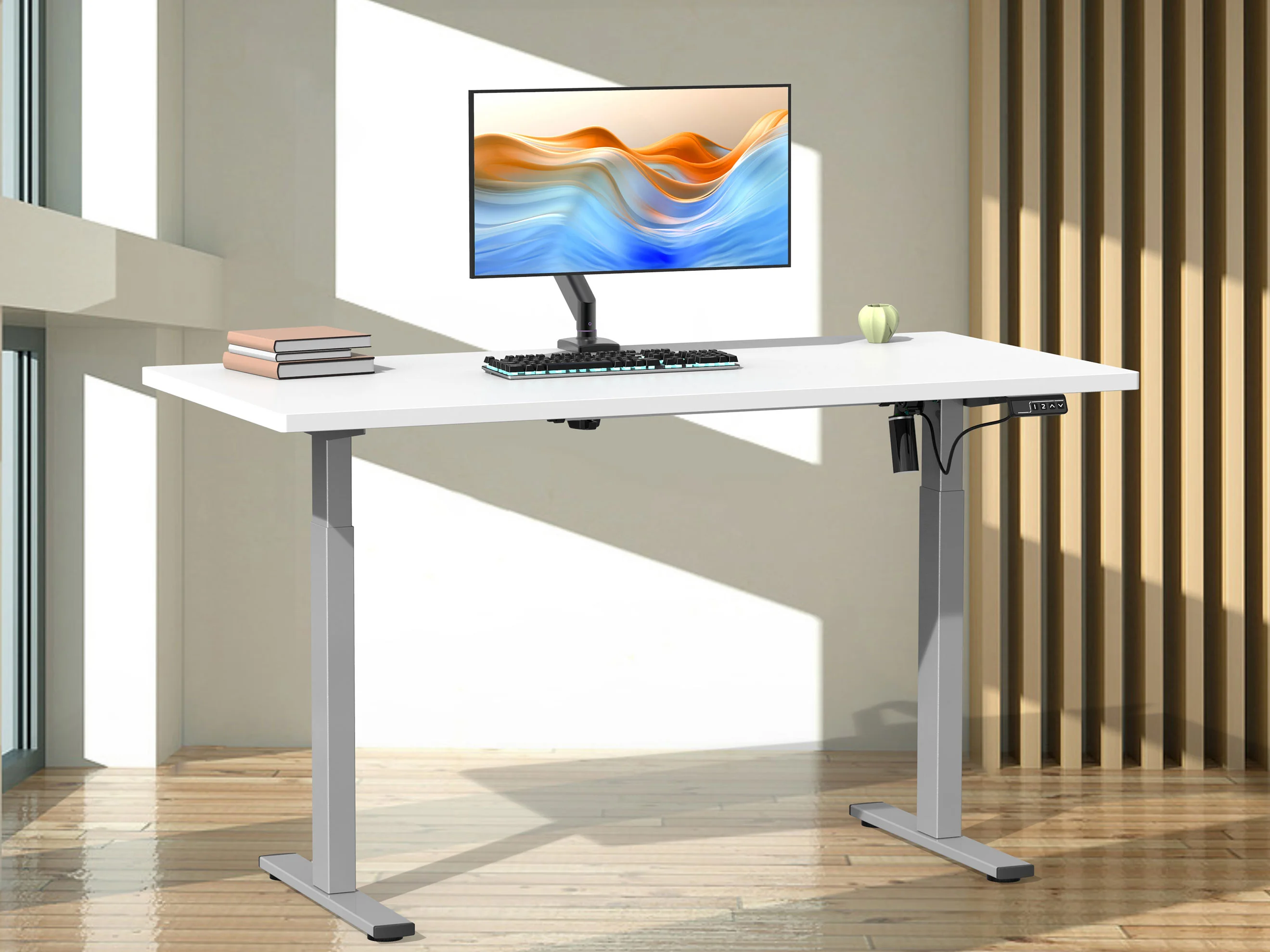 VCM Schreibtisch E-Lona (Weiß/Silber, 160 x 80 cm) – Bild 2 von 4