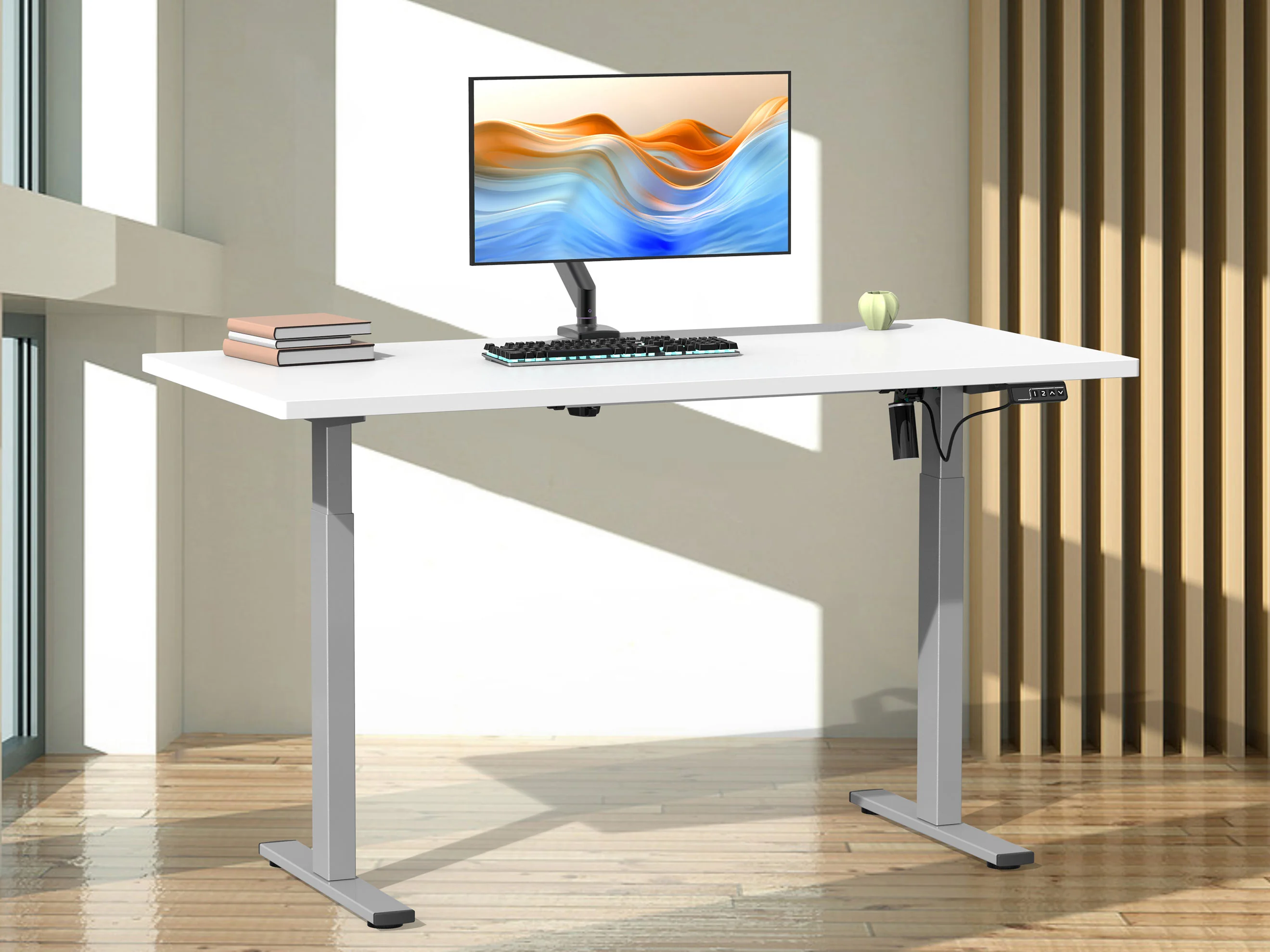 VCM Schreibtisch E-Lona (Weiß/Silber, 140 x 50 cm) – Bild 2 von 4
