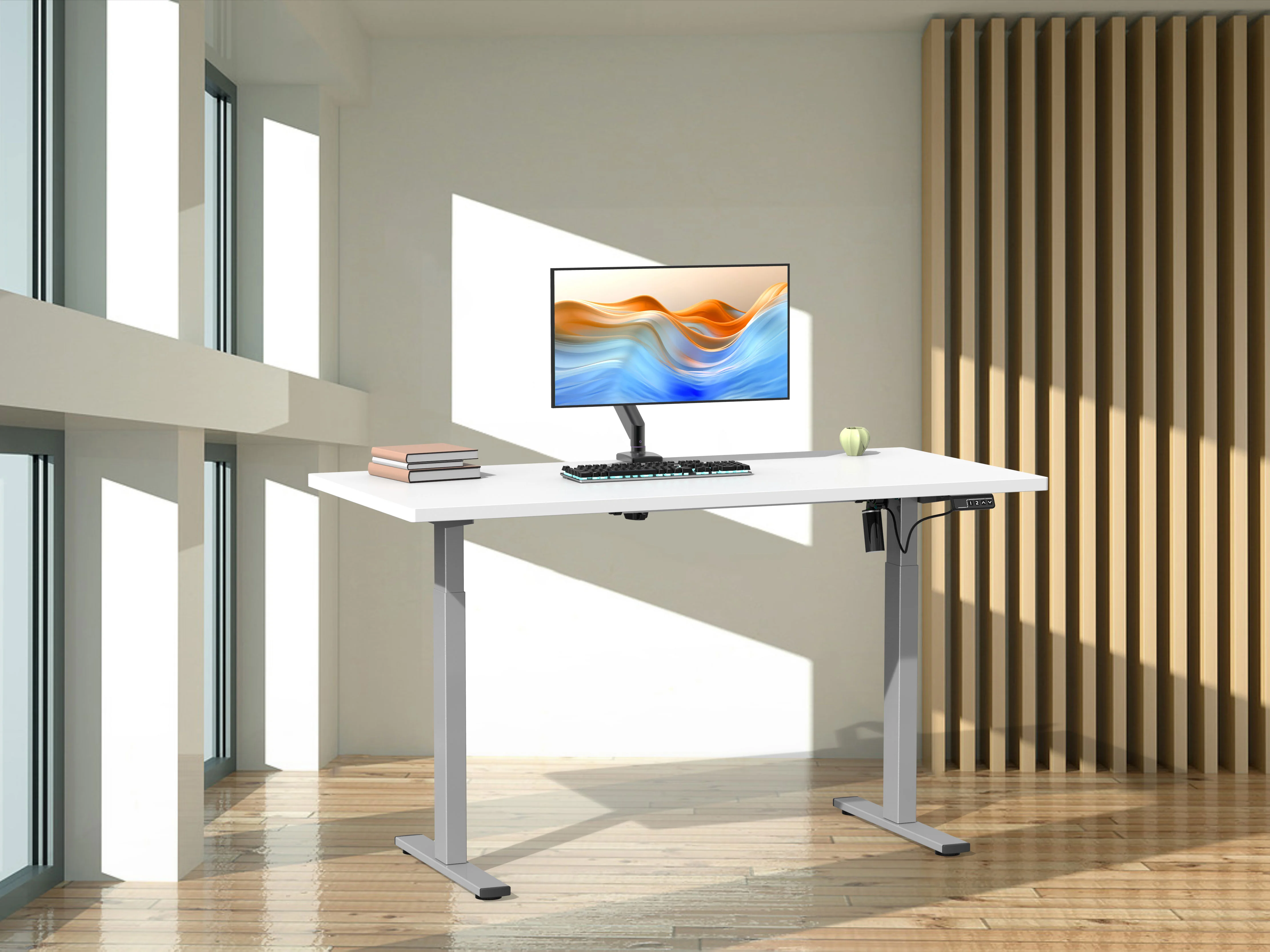 VCM Schreibtisch E-Lona (Weiß/Silber, 140 x 50 cm) – Bild 4 von 4