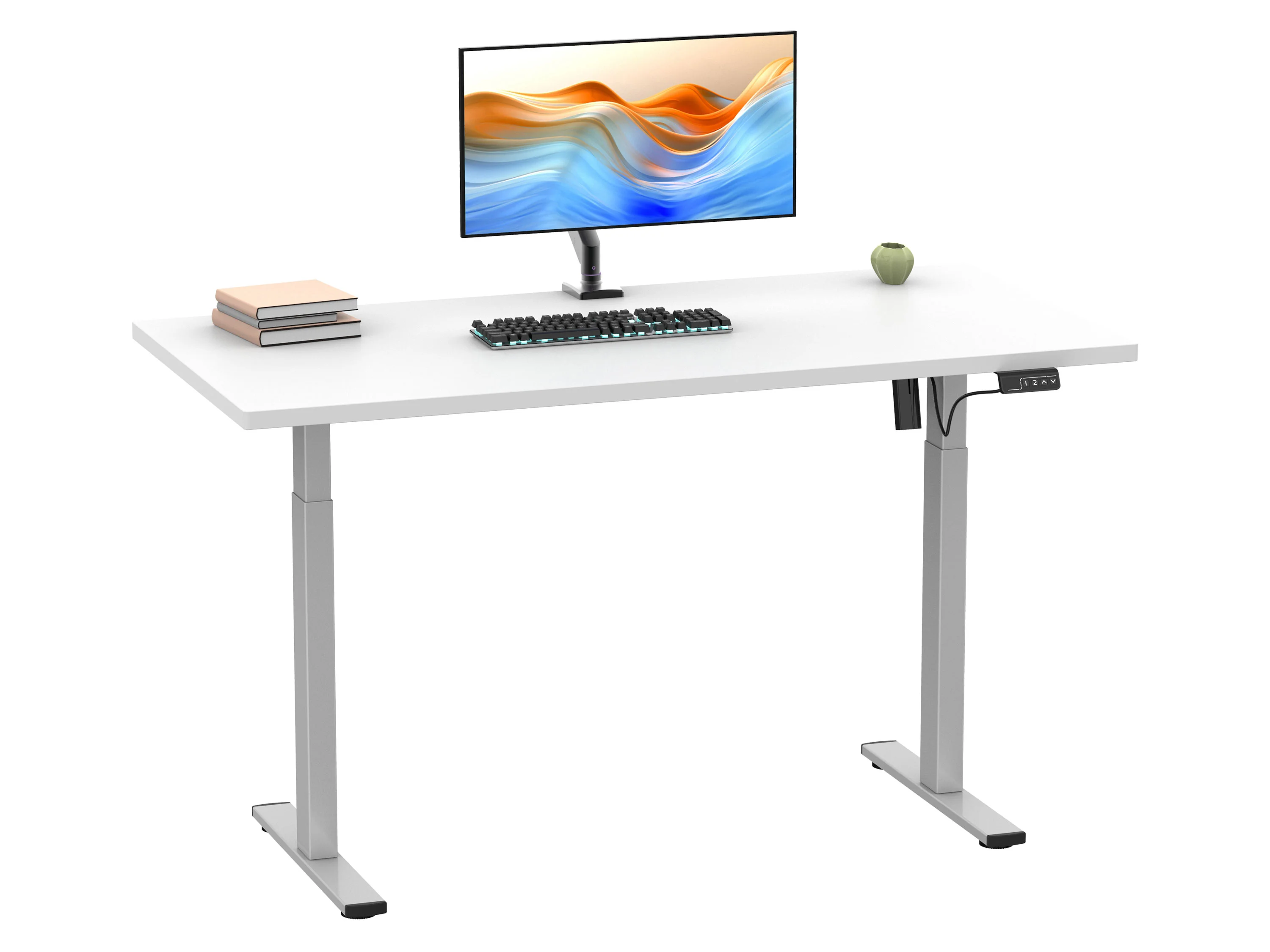 VCM Schreibtisch E-Lona (Weiß/Silber, 140 x 80 cm) – Bild 3 von 4