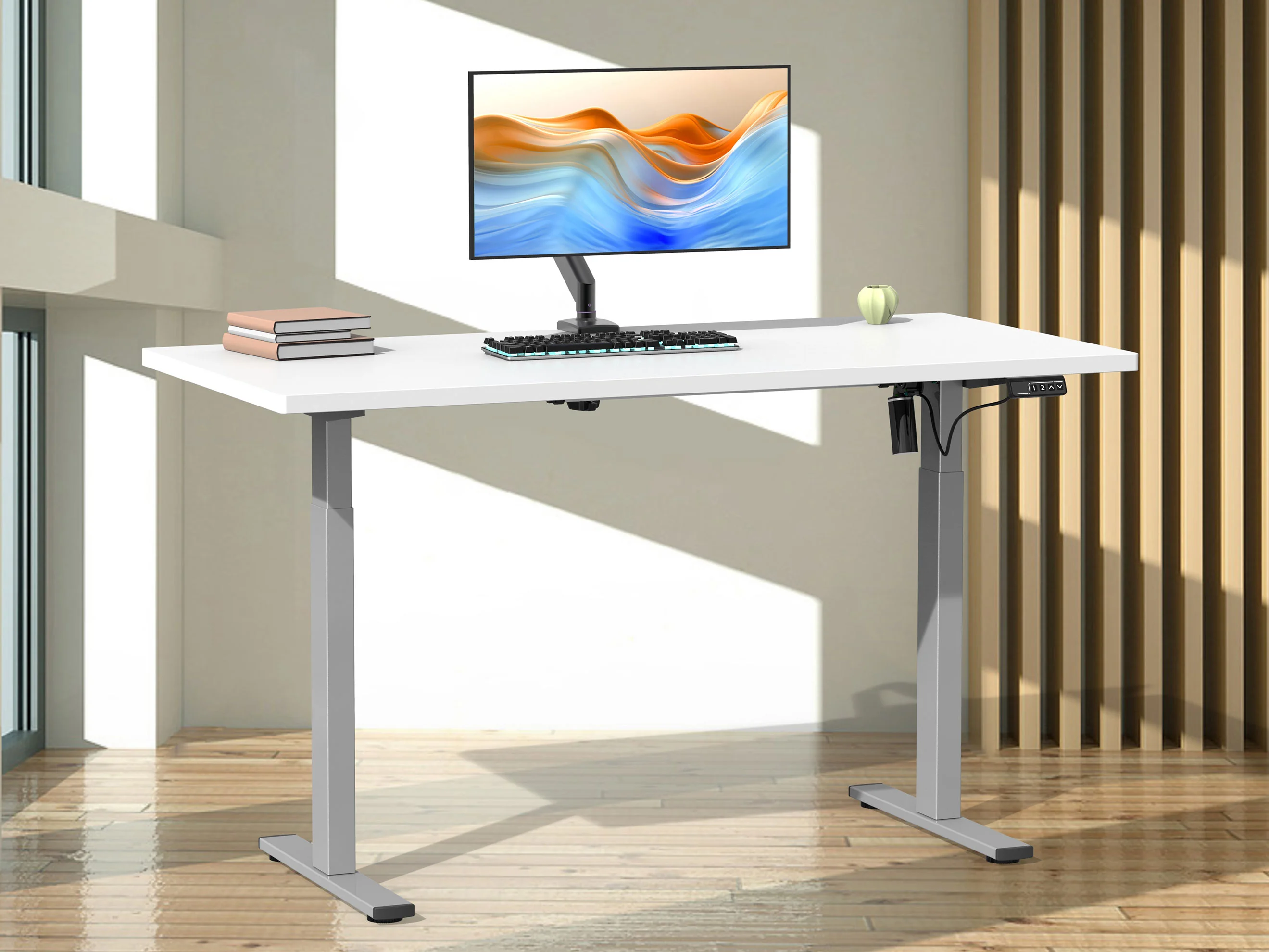 VCM Schreibtisch E-Lona (Weiß/Silber, 110 x 50 cm) – Bild 2 von 4