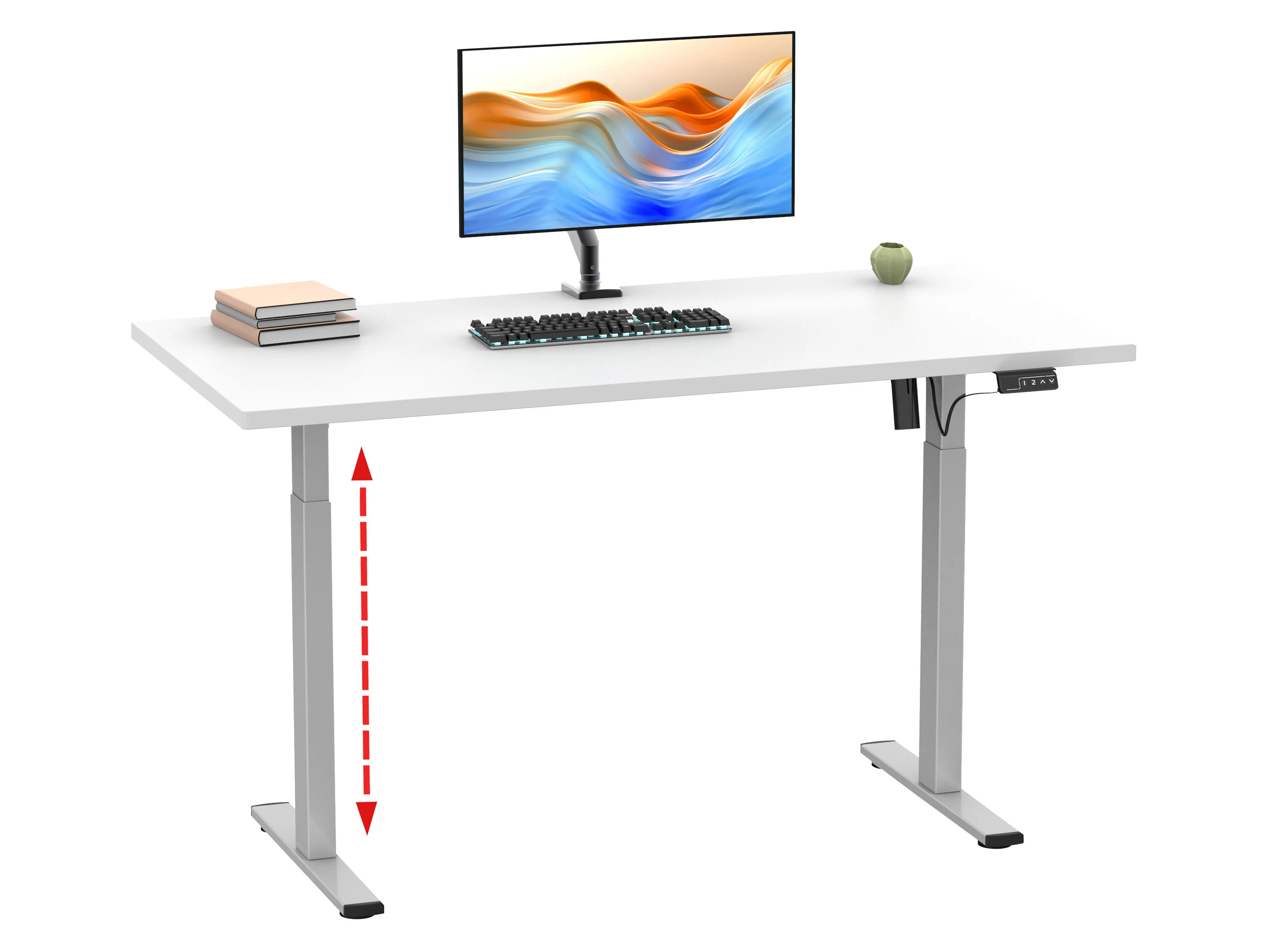 VCM Schreibtisch E-Lona (Weiß/Silber, 110 x 50 cm) – Bild 4 von 4