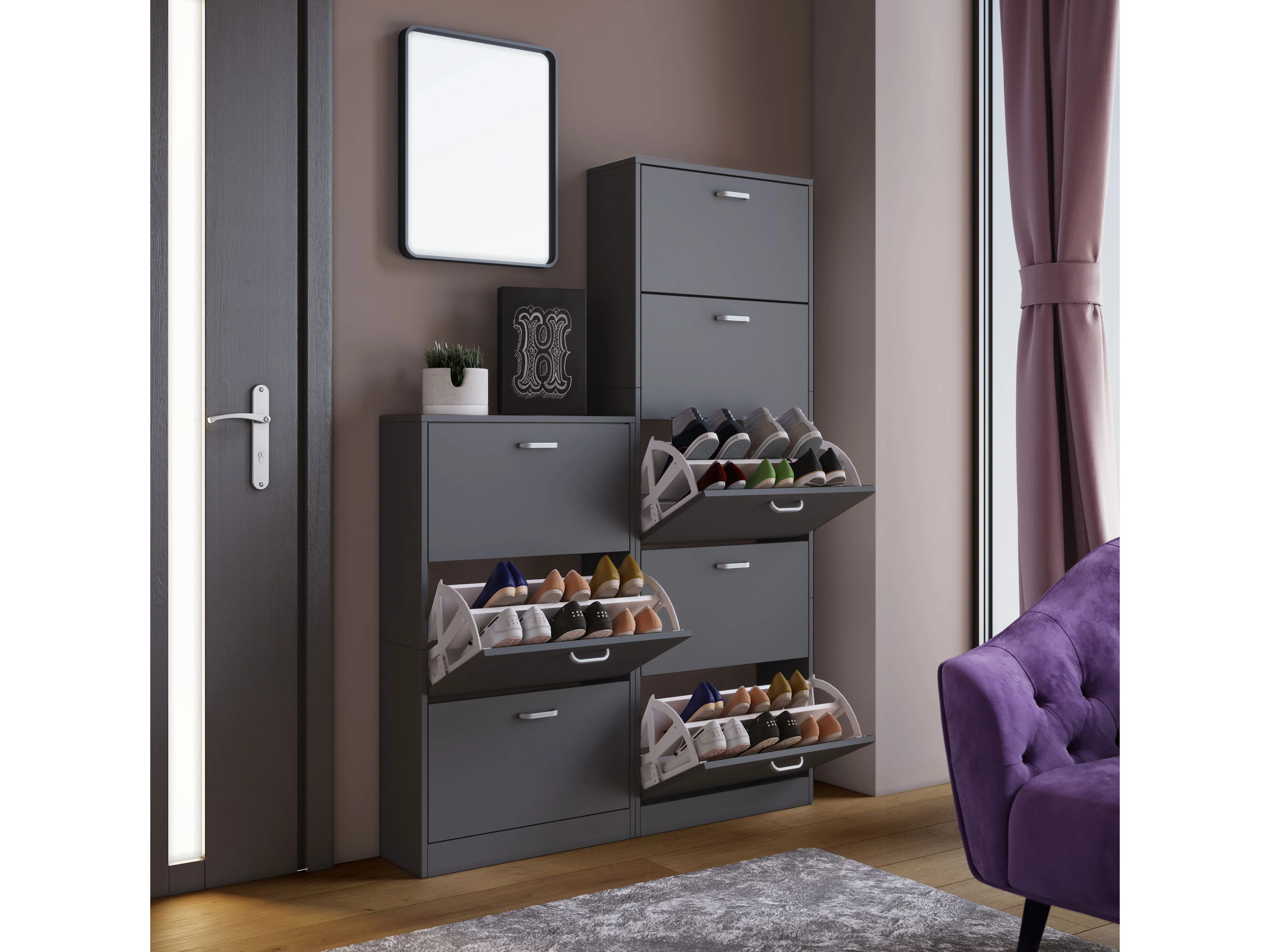VCM Schuhschrank Sipos, Anthrazit, L – Bild 2 von 2