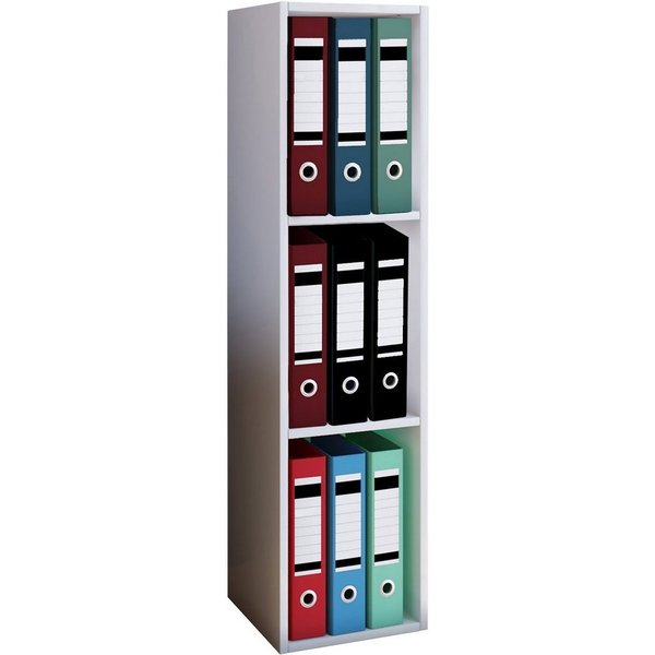 VCM Standregal Offas B. 34 x T. 30 x H. 107 cm, Offener Stauraum für Ordner, Akten und Bücher, 3 Fächer, Holzwerkstoff