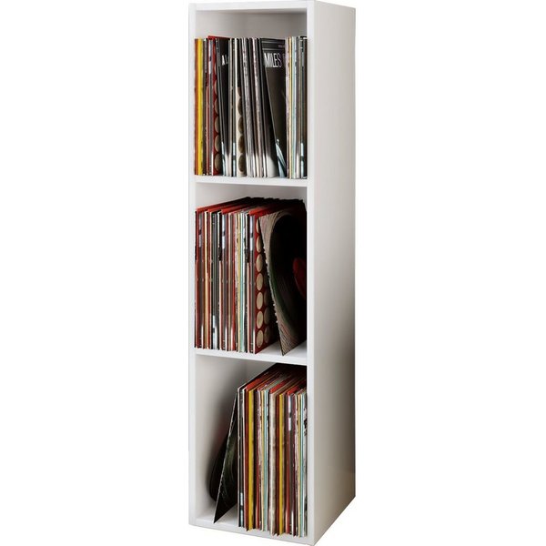 VCM Standregal Platto B. 34 x T. 30 x H. 107 cm, Holz Schallplatten Regal, BluRay Aufbewahrung, 3 Fächer, Holzwerkstoff