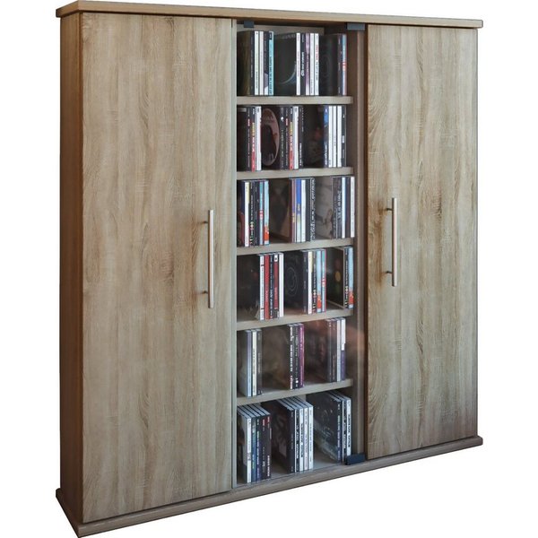 VCM Standregal Santo B. 86 x T. 18 x H. 92 cm, Medienregal für CDs und DVDs, für Wohnzimmer und Mediaraum, 18 Fächer