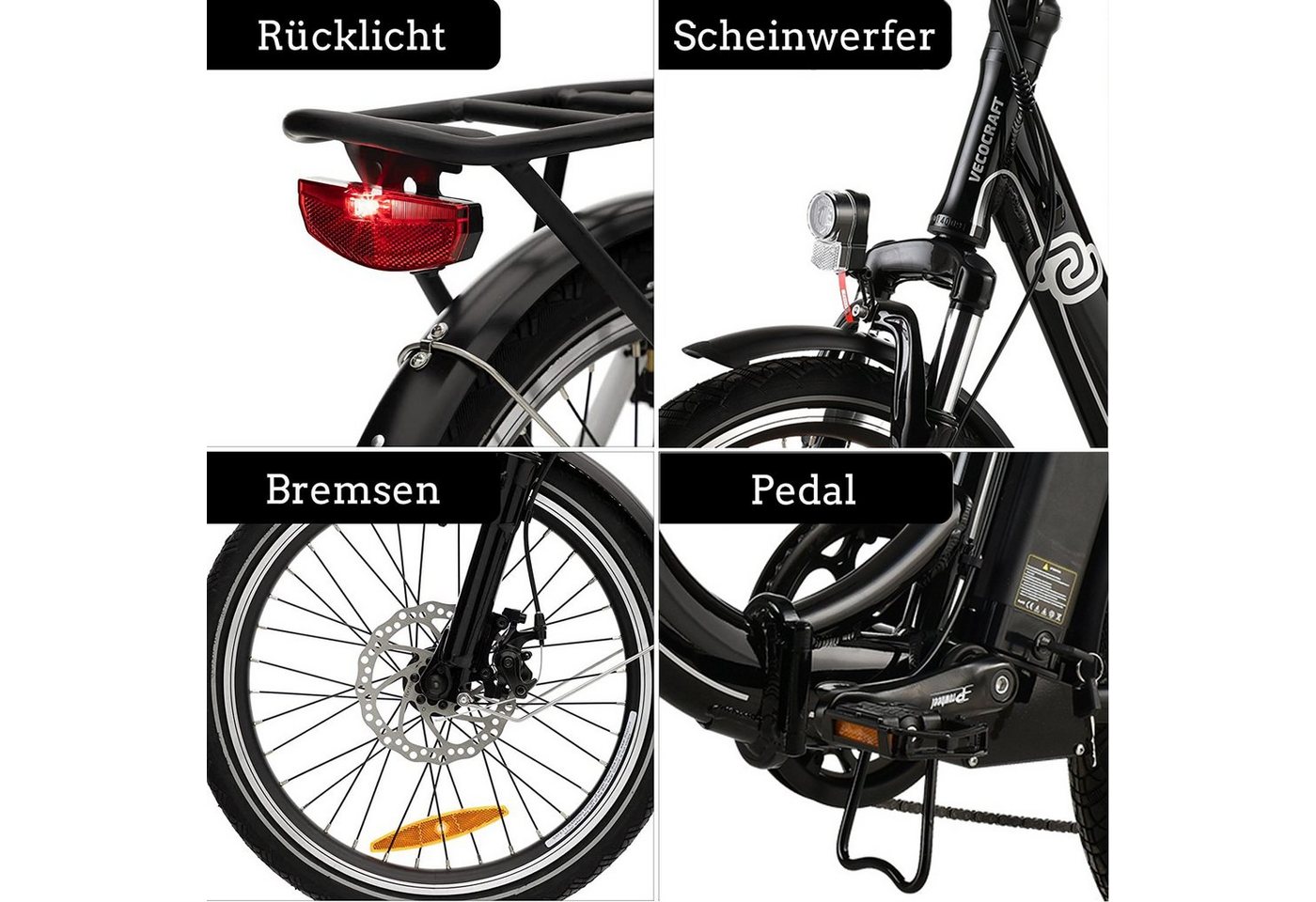 VECOCRAFT E-Bike Faltrad E-Pax 20Zoll, 7 Gang Shimano Schaltwerk, Kettenschaltung, Heckmotor, 468,00 Wh – Bild 5 von 5