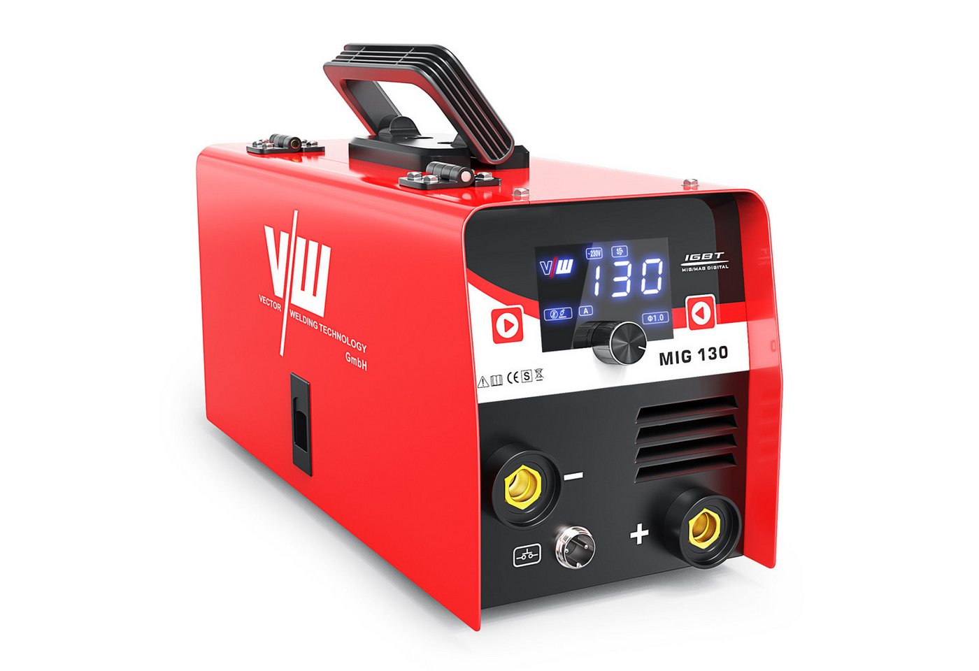 VECTOR WELDING Fülldrahtschweißgerät MIG 130 mit Helm, Drahtrolle & Hammerbürste – Bild 2 von 5
