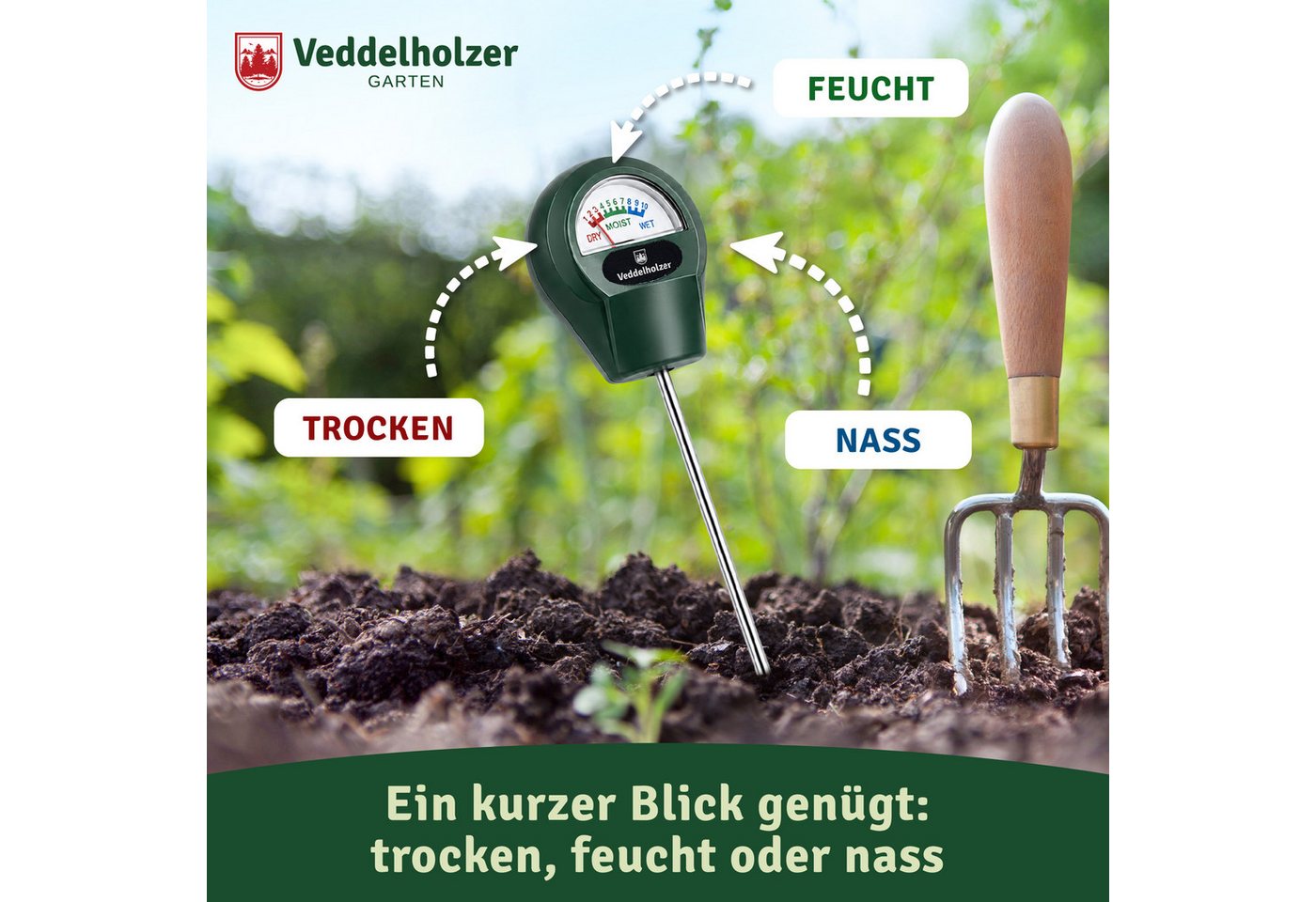 Veddelholzer Feuchtigkeitsmesser Boden-Feuchtigkeitsmessgerät Pflanzen Hygrometer Feuchtigkeitsmesser, (1-St., mit Edelstahl-Sonde und gehärteter Kupferspitze), – Bild 4 von 5