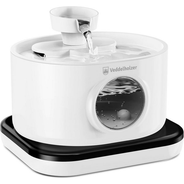 Veddelholzer Trinkbrunnen Premium Katzenbrunnen 2,8 Liter Kabellos mit Bewegungsmelder 2.8 l, 4 Fach Filter extrem leise 5200 mAh Akku