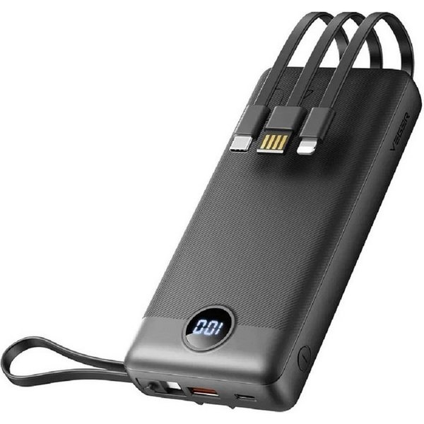 VEGER 20 000mAh (Micro + Typ C + iPhone) schnelles Aufladen Schwarz Powerbank