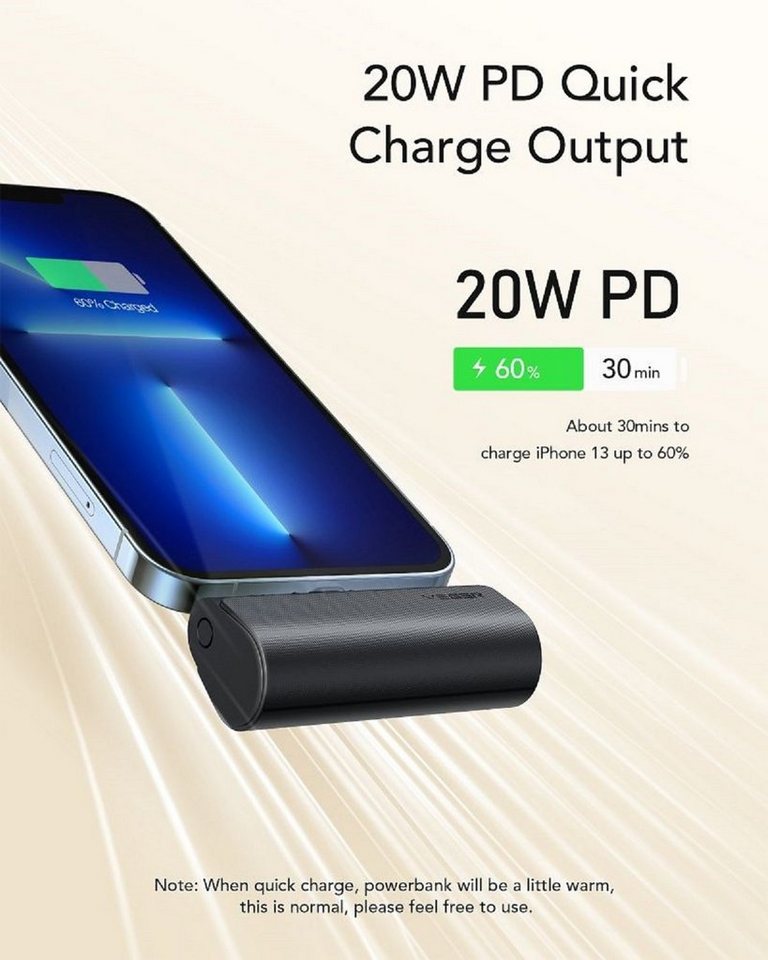 VEGER PlugOn - 5000mAh mit Build Connector für iPhone Anschlüsse PD 20W Powerbank – Bild 2 von 5