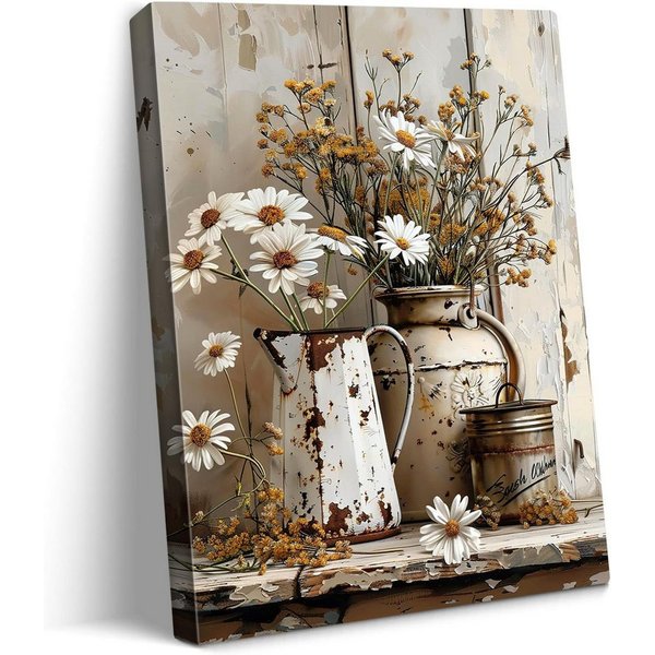 VEKROBOT Kunstdruck Retro Gänseblümchen Wandposter – rahmenlos, für Wohn Schlafzimmer, (Packung, 1 St), 40*50CM Bauernhaus Ölgemälde Druck Wandbild für Wohnzimm