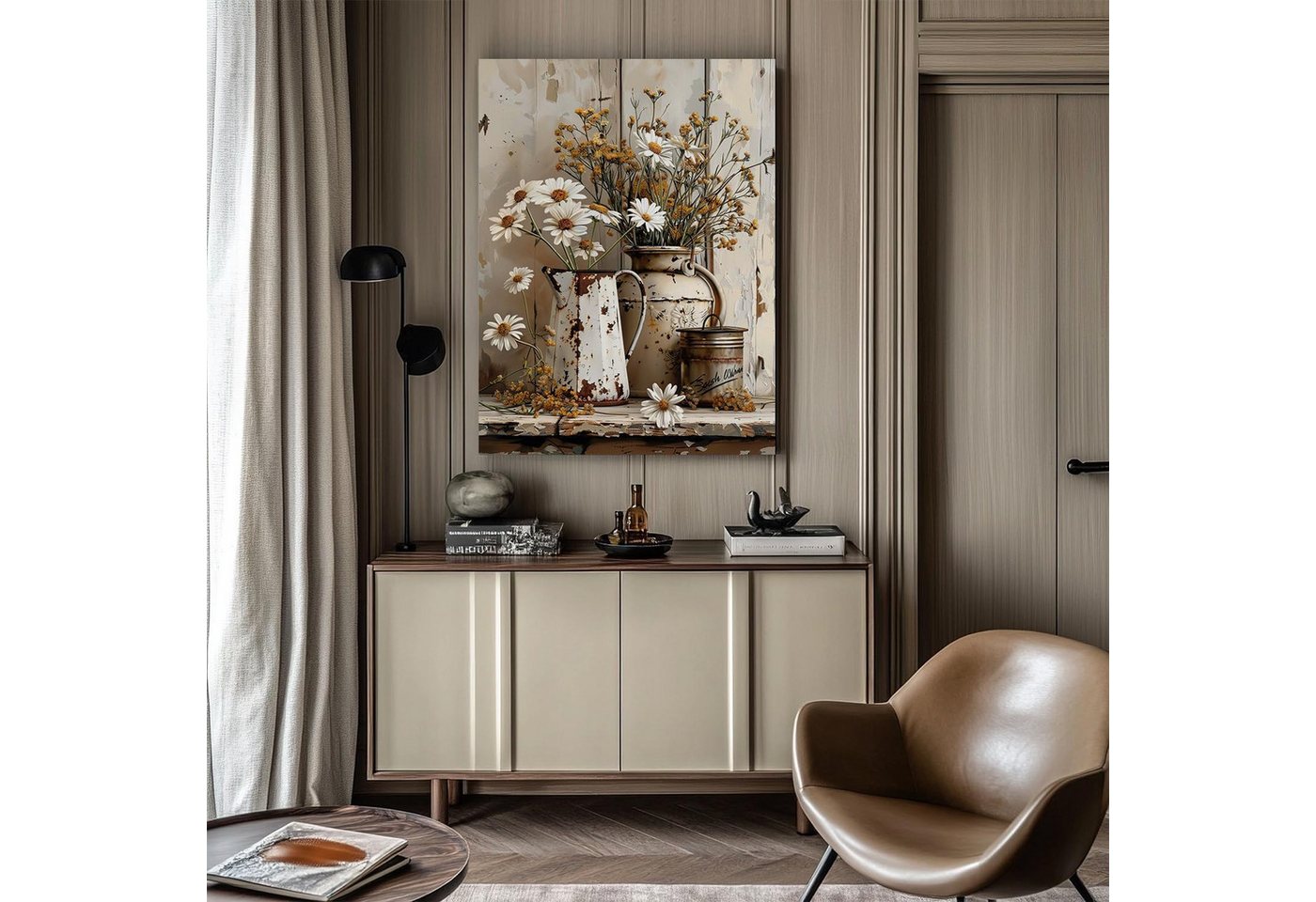 VEKROBOT Kunstdruck Retro Gänseblümchen Wandposter – rahmenlos, für Wohn Schlafzimmer, (Packung, 1 St), 40*50CM Bauernhaus Ölgemälde Druck Wandbild für Wohnzimm – Bild 4 von 5