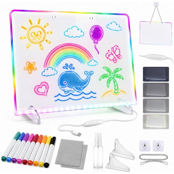VEKROBOT Memoboard LED Leuchtboard Acryl, Nachrichten, DIY, Geschenk, leuchtende Tafel, (Set, 1-tlg., Halloween-Geschenk – LED-Acrylboard für Nachrichten & Noti