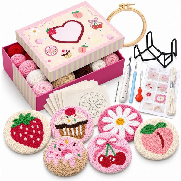 VEKROBOT Nähkästchen Kreativer DIY Ständer Keramik Stickerei entspannend ideales Geschenk (Set, 1 St., DIY-Stressabbau-Set – zum Stempeln & Basteln), 6 teiliges