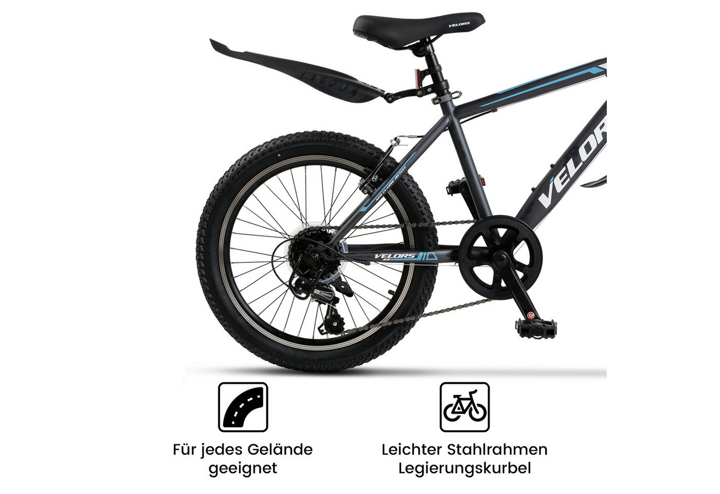 Velors Mountainbike 20, 24 Zoll Fahrrad Kinderfahrrad Mädchen und Jungen, 21 Gang Shimano Tourney Schaltwerk, Kettenschaltung, Hochwertiger Rahmen, Jugendfahrra – Bild 3 von 5