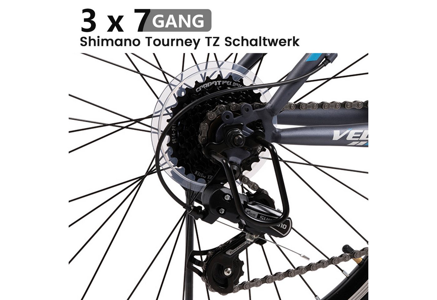 Velors Mountainbike 20, 24 Zoll Fahrrad Kinderfahrrad Mädchen und Jungen, 21 Gang Shimano Tourney Schaltwerk, Kettenschaltung, Hochwertiger Rahmen, Jugendfahrra – Bild 5 von 5