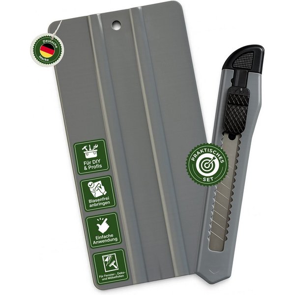 Veluxis Cuttermesser Folien Toolkit mit Rakel & Cuttermesser – Profi Anbringungsset, (2-tlg), blasenfreie Montage – präzise Schnitte & saubere Kanten – DIY & Pr