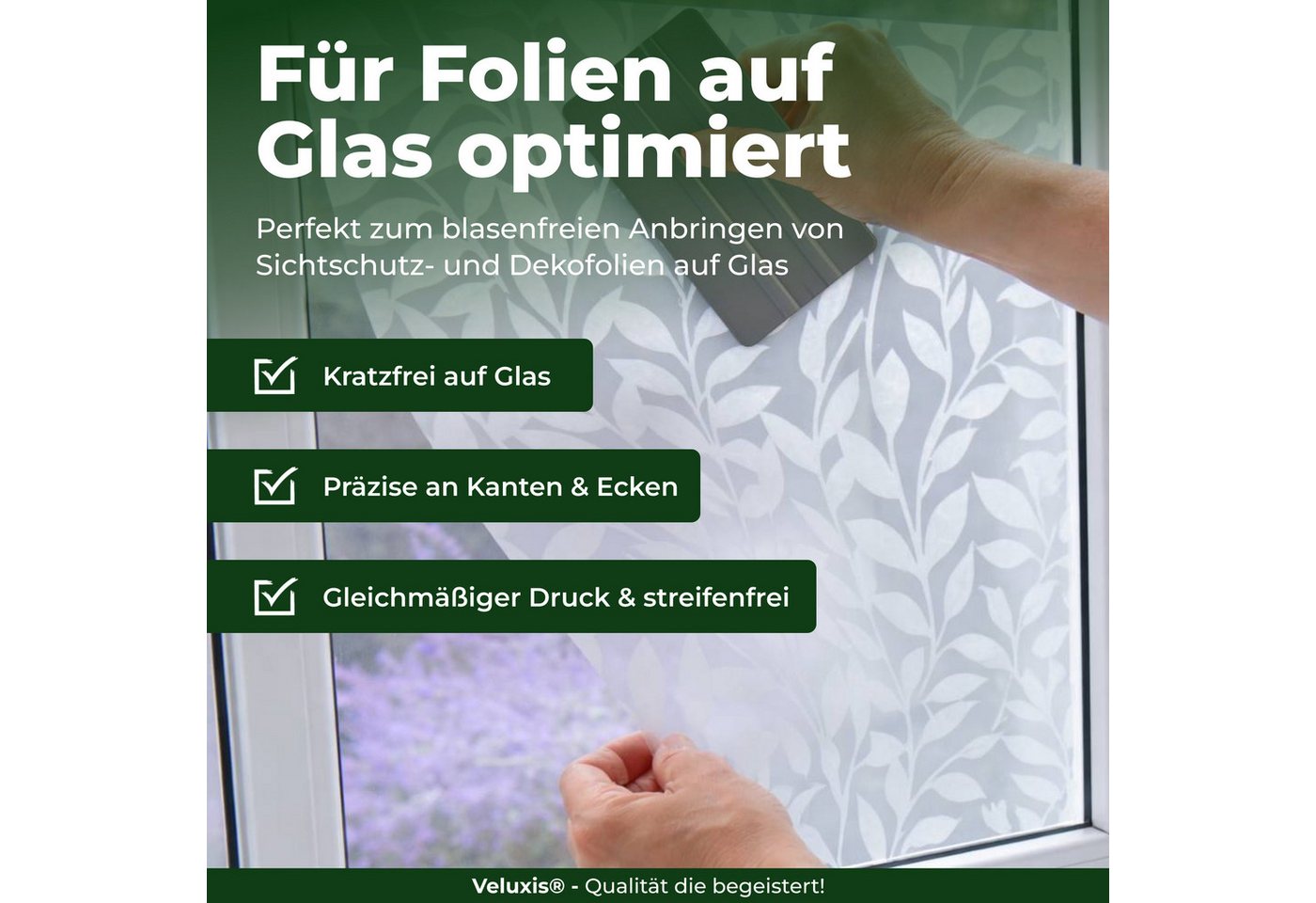Veluxis Cuttermesser Folien Toolkit mit Rakel & Cuttermesser – Profi Anbringungsset, (2-tlg), blasenfreie Montage – präzise Schnitte & saubere Kanten – DIY & Pr – Bild 5 von 5