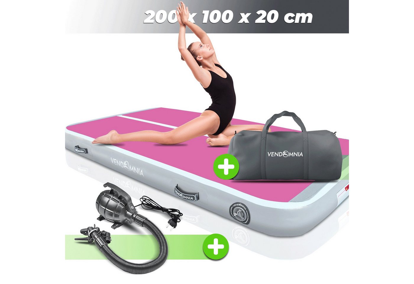 VENDOMNIA Turnmatte AIR Tracking TRACK Matte - aufblasbar, Tumbling Matte (10 cm - 20 cm hoch, mit elektrischer Pumpe, Farbwahl, Größe: 1 2 3 4 m Tumblingmatte, – Bild 3 von 5