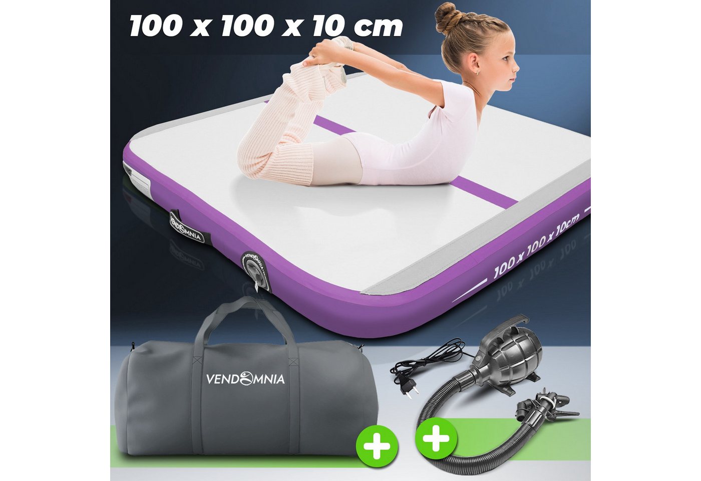 VENDOMNIA Turnmatte AIR Tracking TRACK Matte - aufblasbar, Tumbling Matte (10 cm - 20 cm hoch, mit elektrischer Pumpe, Farbwahl, Größe: 1 2 3 4 m Tumblingmatte, – Bild 2 von 5
