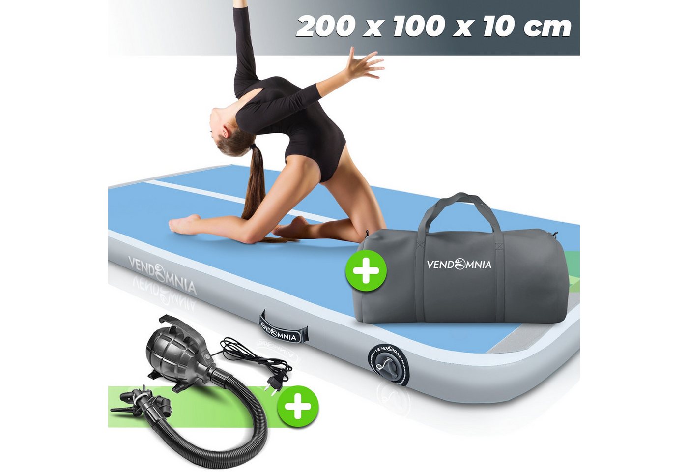 VENDOMNIA Turnmatte AIR Tracking TRACK Matte - aufblasbar, Tumbling Matte (10 cm - 20 cm hoch, mit elektrischer Pumpe, Farbwahl, Größe: 1 2 3 4 m Tumblingmatte, – Bild 3 von 5